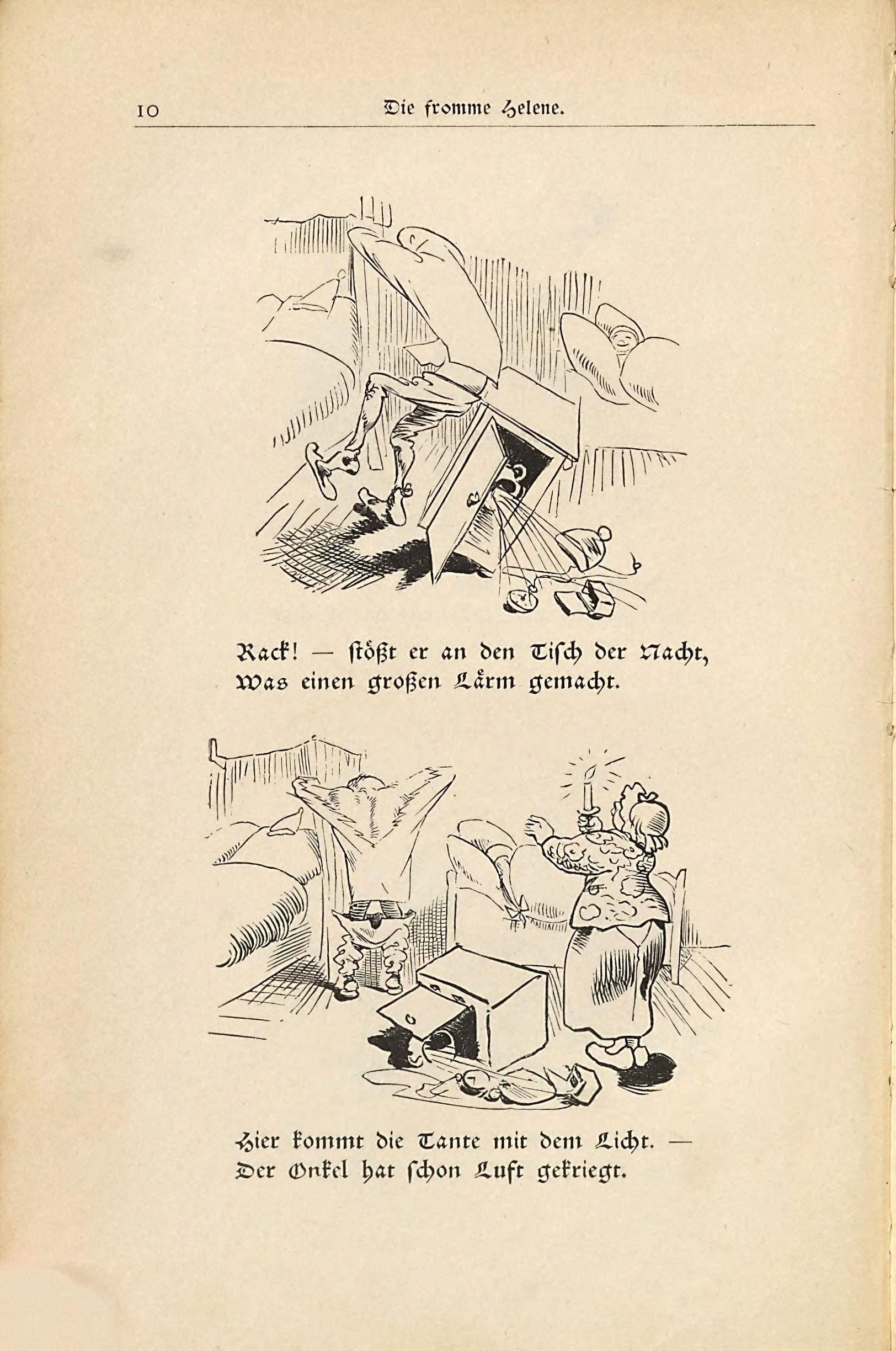 Die fromme Helene (Wilhelm Busch, 1882), Seite 10. Public domain. Bayerische Staatsbibliothek / Internet Archive.