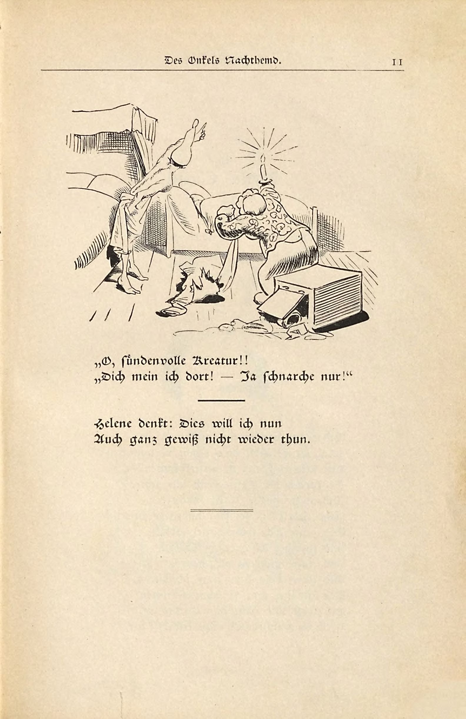 Die fromme Helene (Wilhelm Busch, 1882), Seite 11. Public domain. Bayerische Staatsbibliothek / Internet Archive.