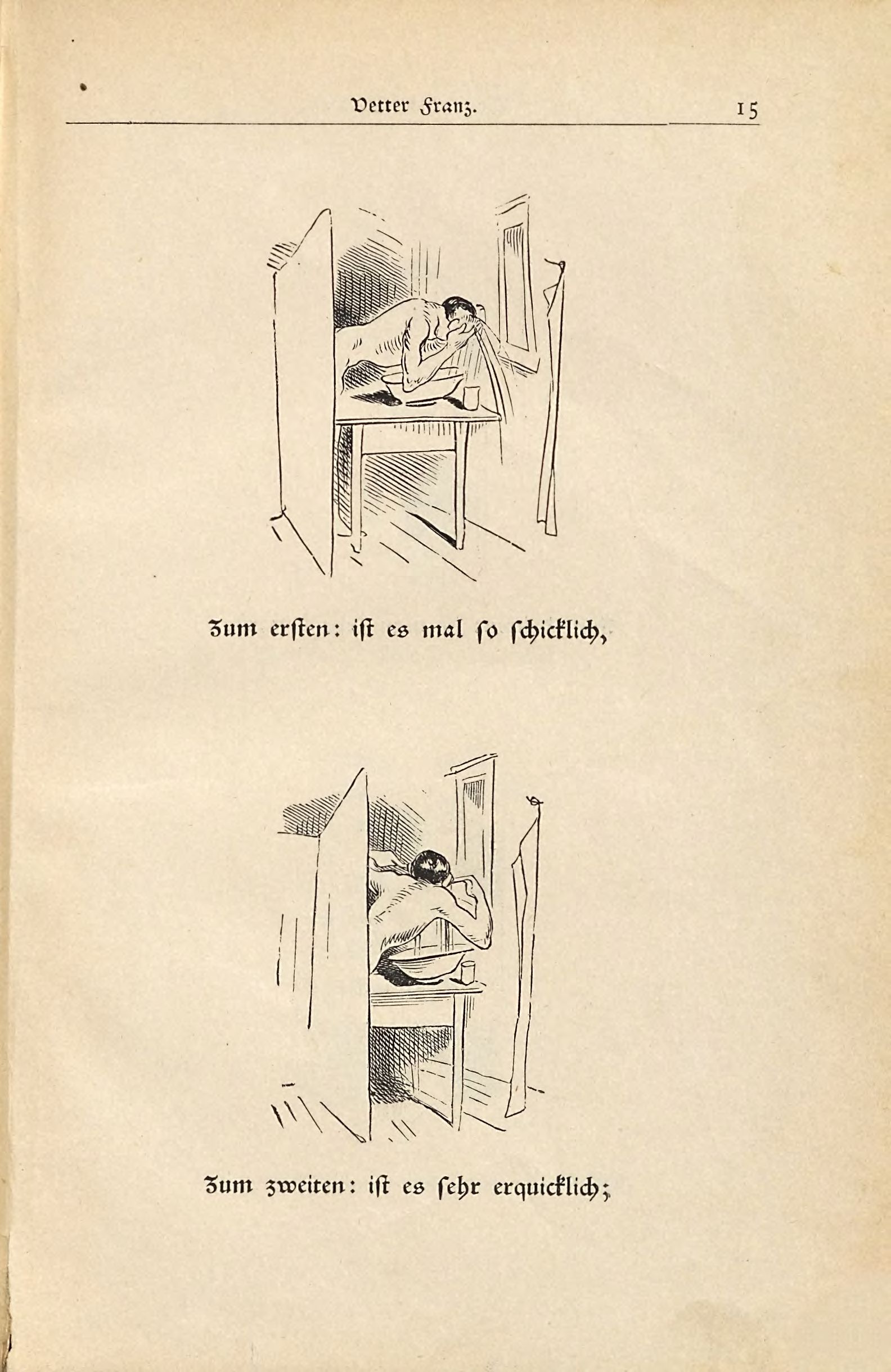 Die fromme Helene (Wilhelm Busch, 1882), Seite 15. Public domain. Bayerische Staatsbibliothek / Internet Archive.