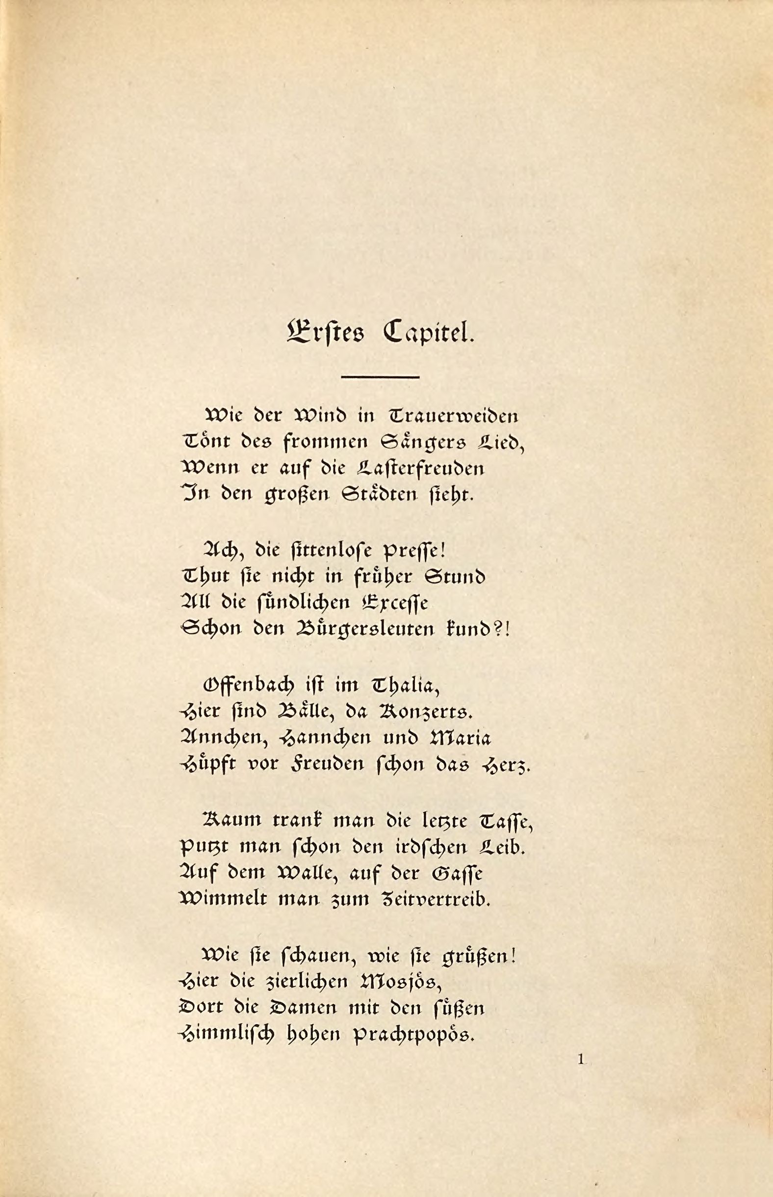 Die fromme Helene (Wilhelm Busch, 1882), Seite 1. Public domain. Bayerische Staatsbibliothek / Internet Archive.
