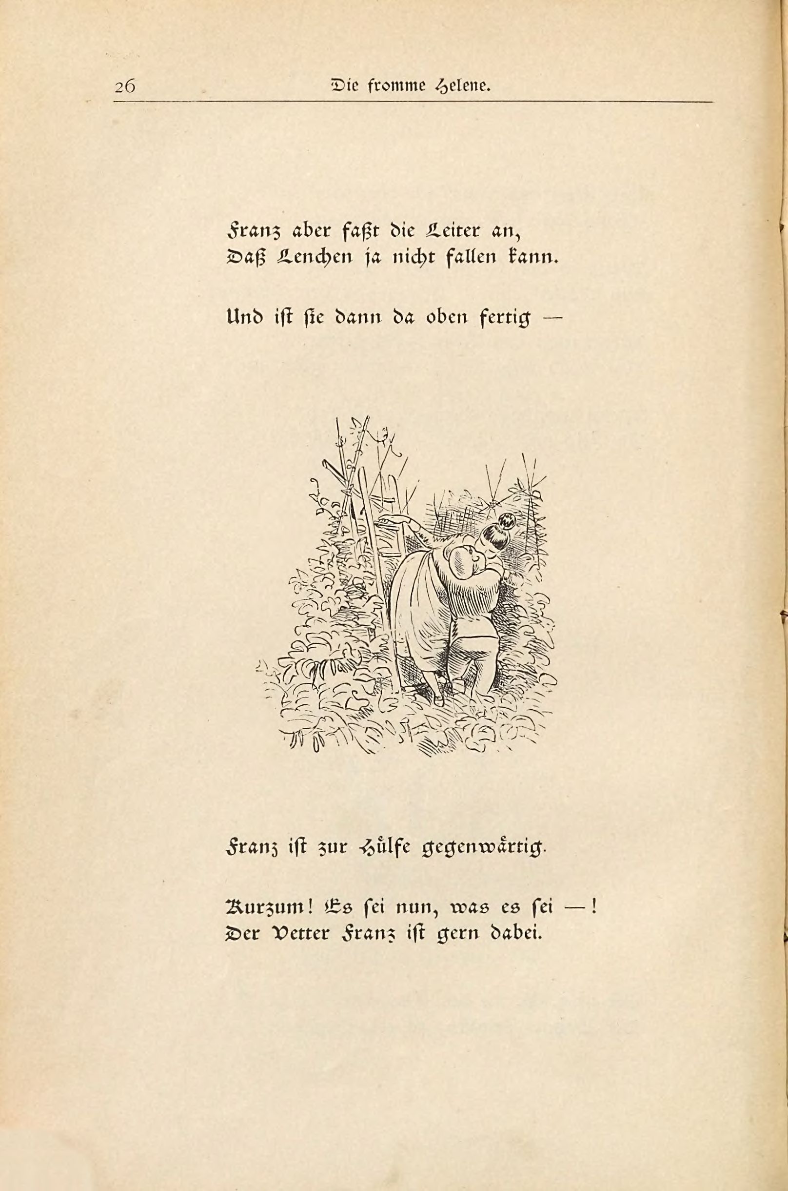 Die fromme Helene (Wilhelm Busch, 1882), Seite 26. Public domain. Bayerische Staatsbibliothek / Internet Archive.