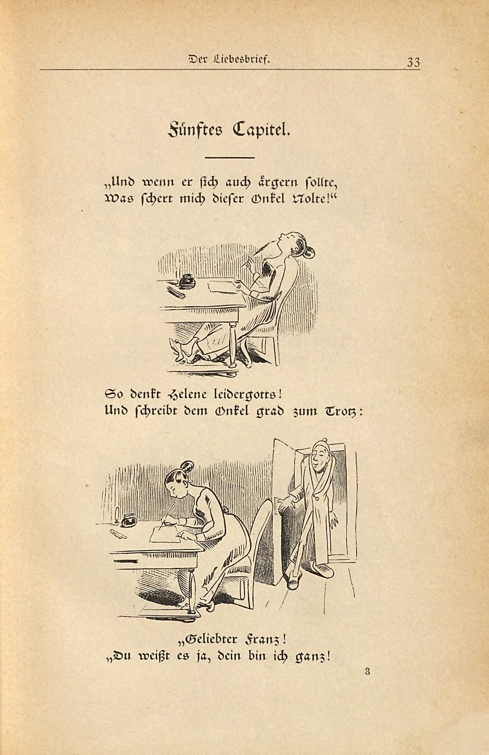 Die fromme Helene (Wilhelm Busch, 1882), Seite 33. Public domain. Bayerische Staatsbibliothek / Internet Archive.