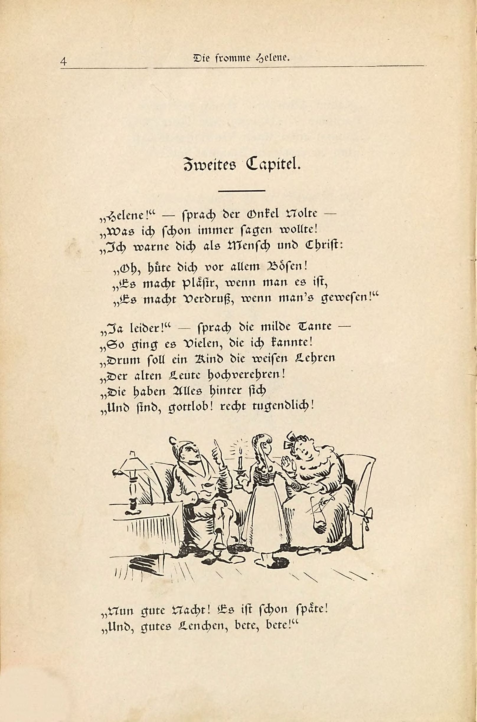 Die fromme Helene (Wilhelm Busch, 1882), Seite 4. Public domain. Bayerische Staatsbibliothek / Internet Archive.