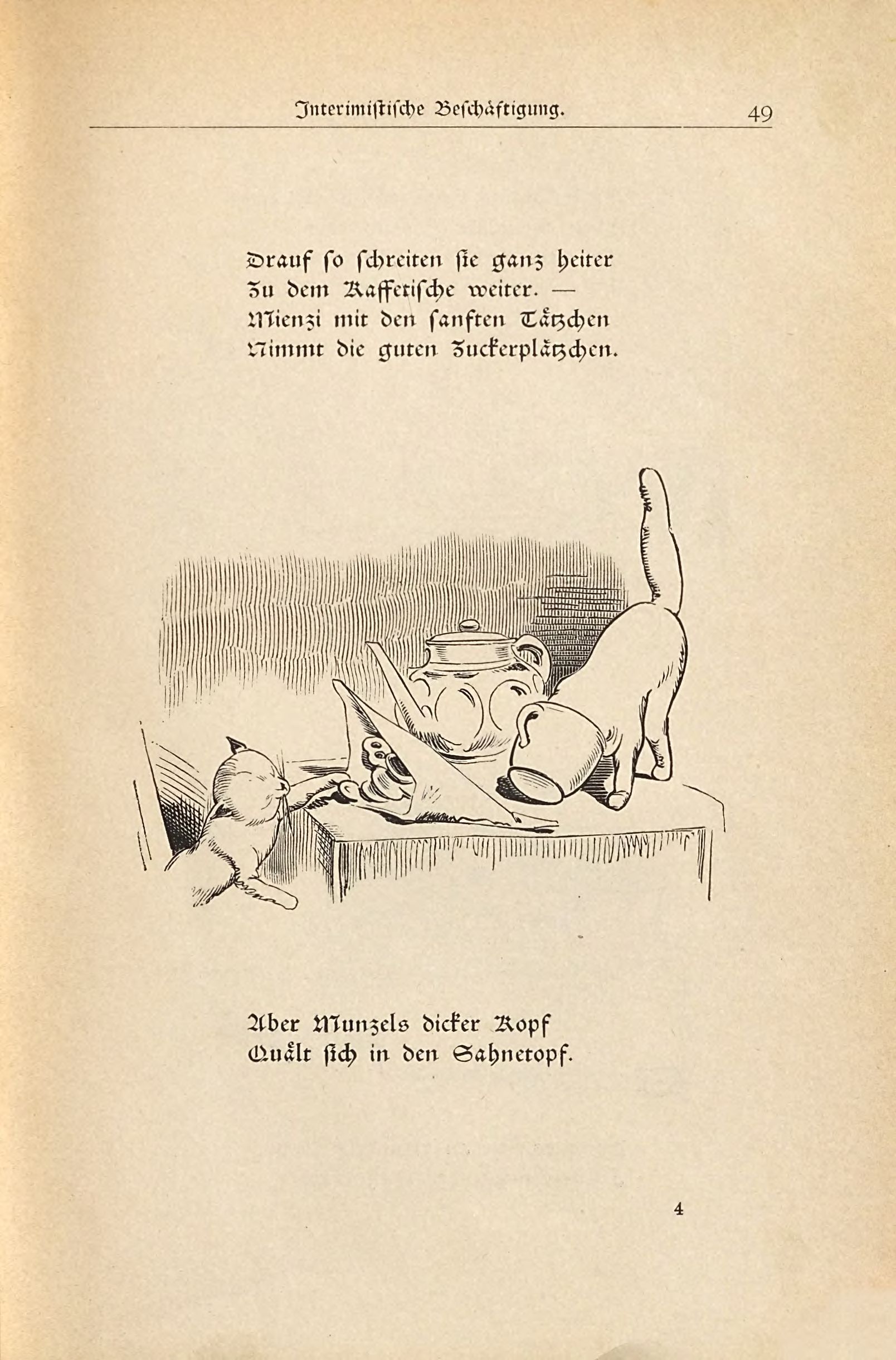 Die fromme Helene (Wilhelm Busch, 1882), Seite 49. Public domain. Bayerische Staatsbibliothek / Internet Archive.