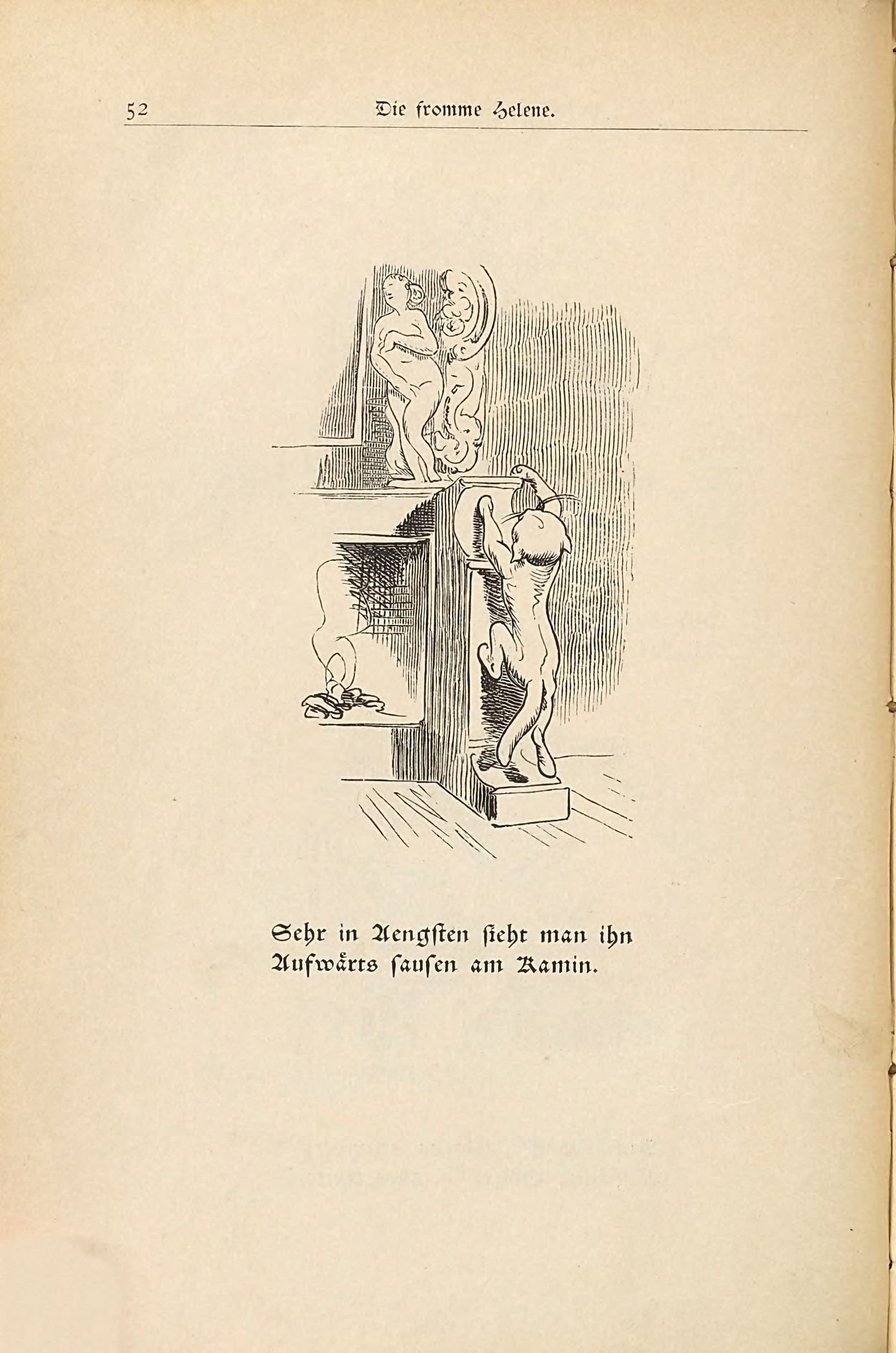 Die fromme Helene (Wilhelm Busch, 1882), Seite 52. Public domain. Bayerische Staatsbibliothek / Internet Archive.