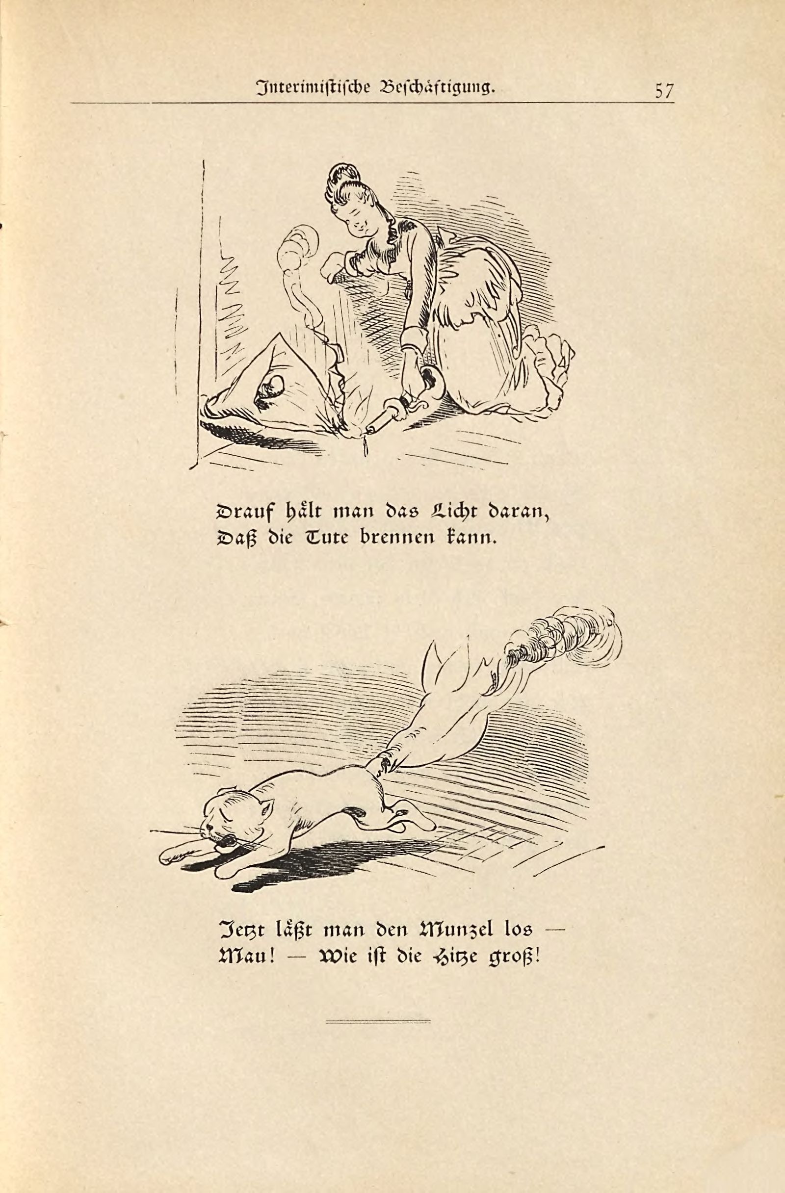 Die fromme Helene (Wilhelm Busch, 1882), Seite 57. Public domain. Bayerische Staatsbibliothek / Internet Archive.