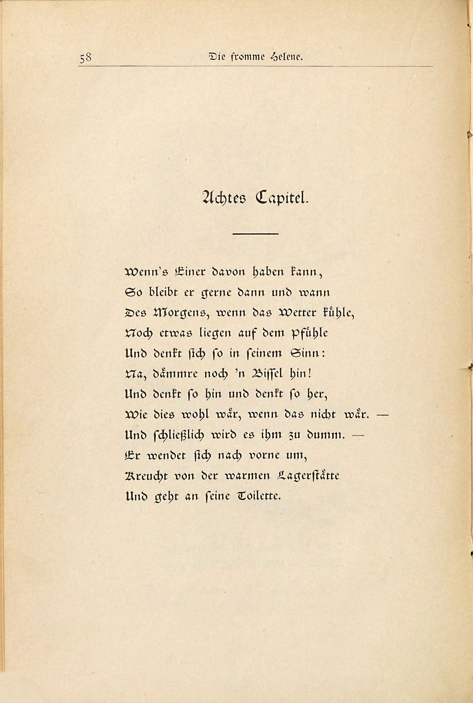 Die fromme Helene (Wilhelm Busch, 1882), Seite 58. Public domain. Bayerische Staatsbibliothek / Internet Archive.