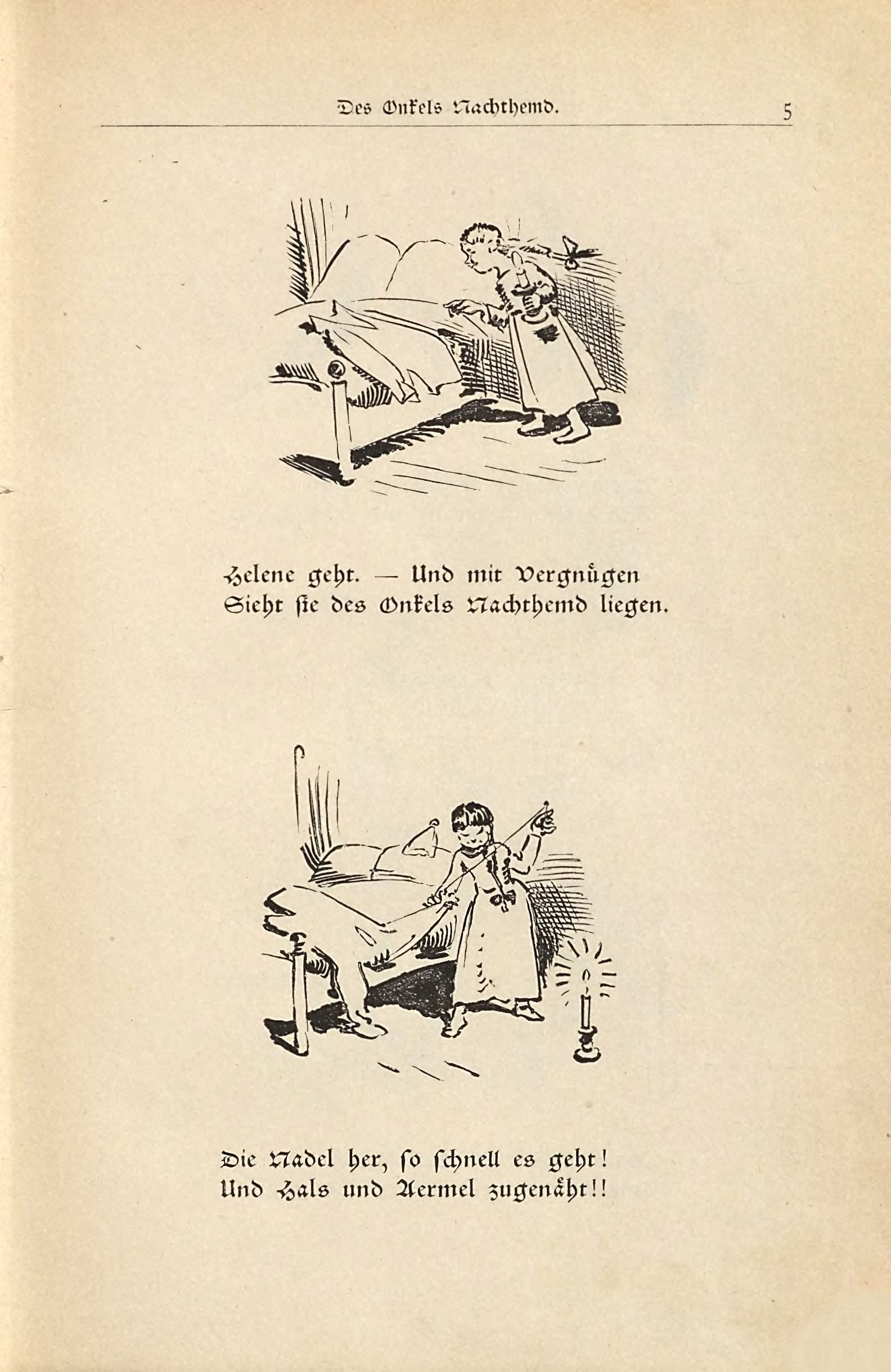 Die fromme Helene (Wilhelm Busch, 1882), Seite 5. Public domain. Bayerische Staatsbibliothek / Internet Archive.