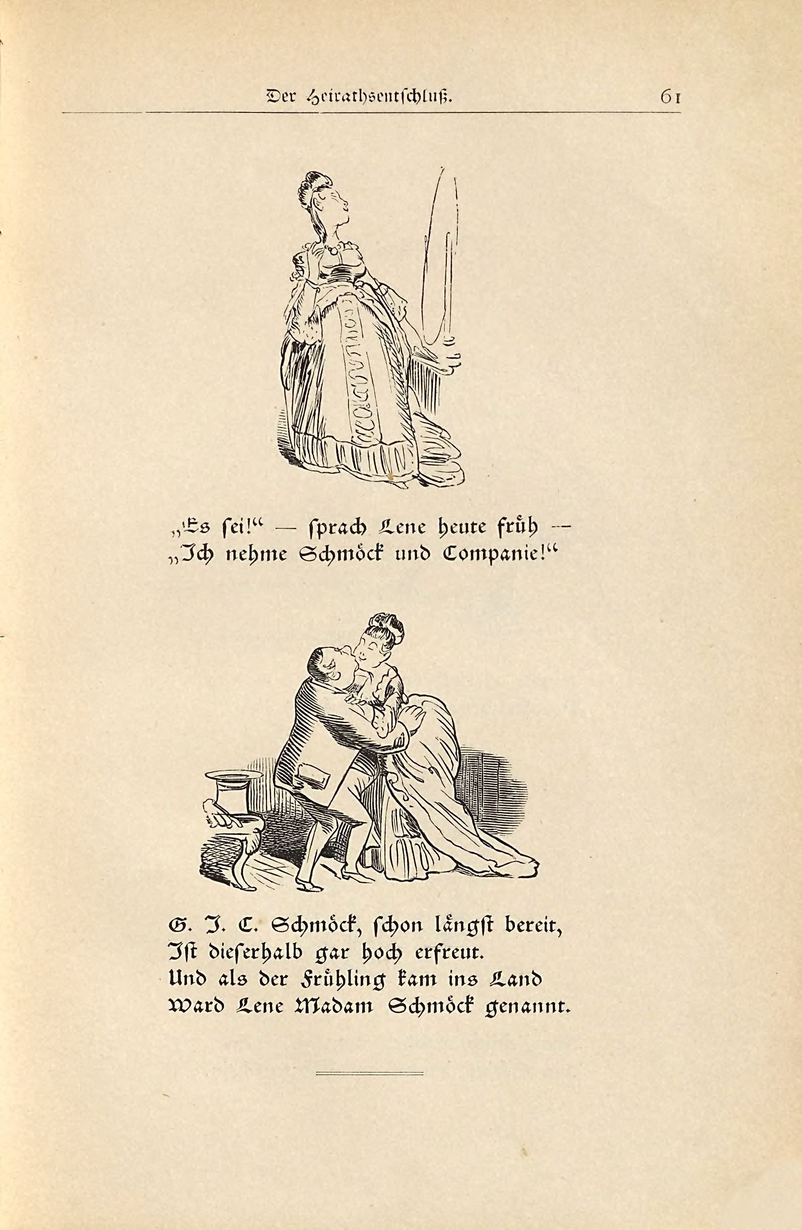 Die fromme Helene (Wilhelm Busch, 1882), Seite 61. Public domain. Bayerische Staatsbibliothek / Internet Archive.