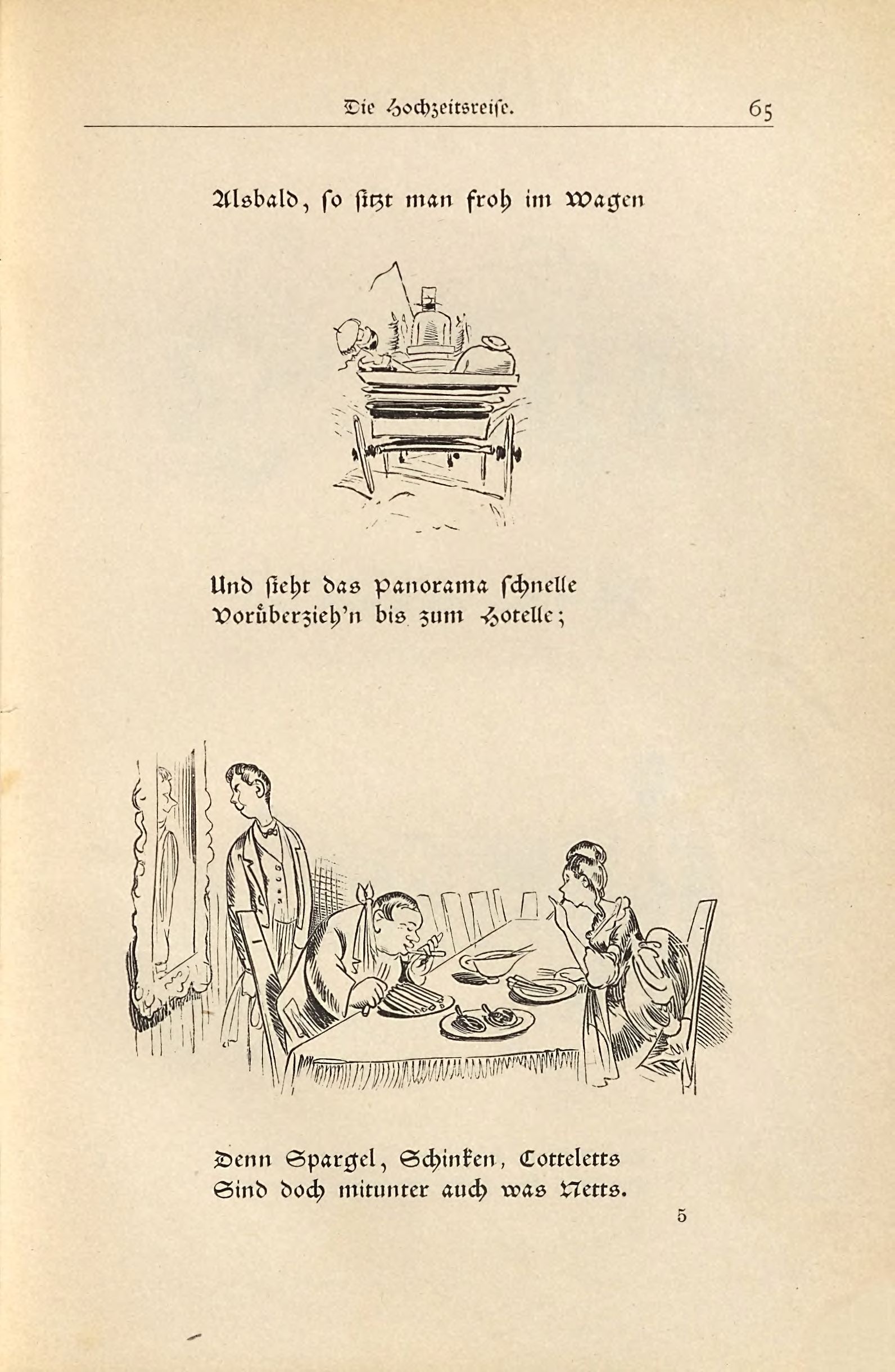 Die fromme Helene (Wilhelm Busch, 1882), Seite 65. Public domain. Bayerische Staatsbibliothek / Internet Archive.
