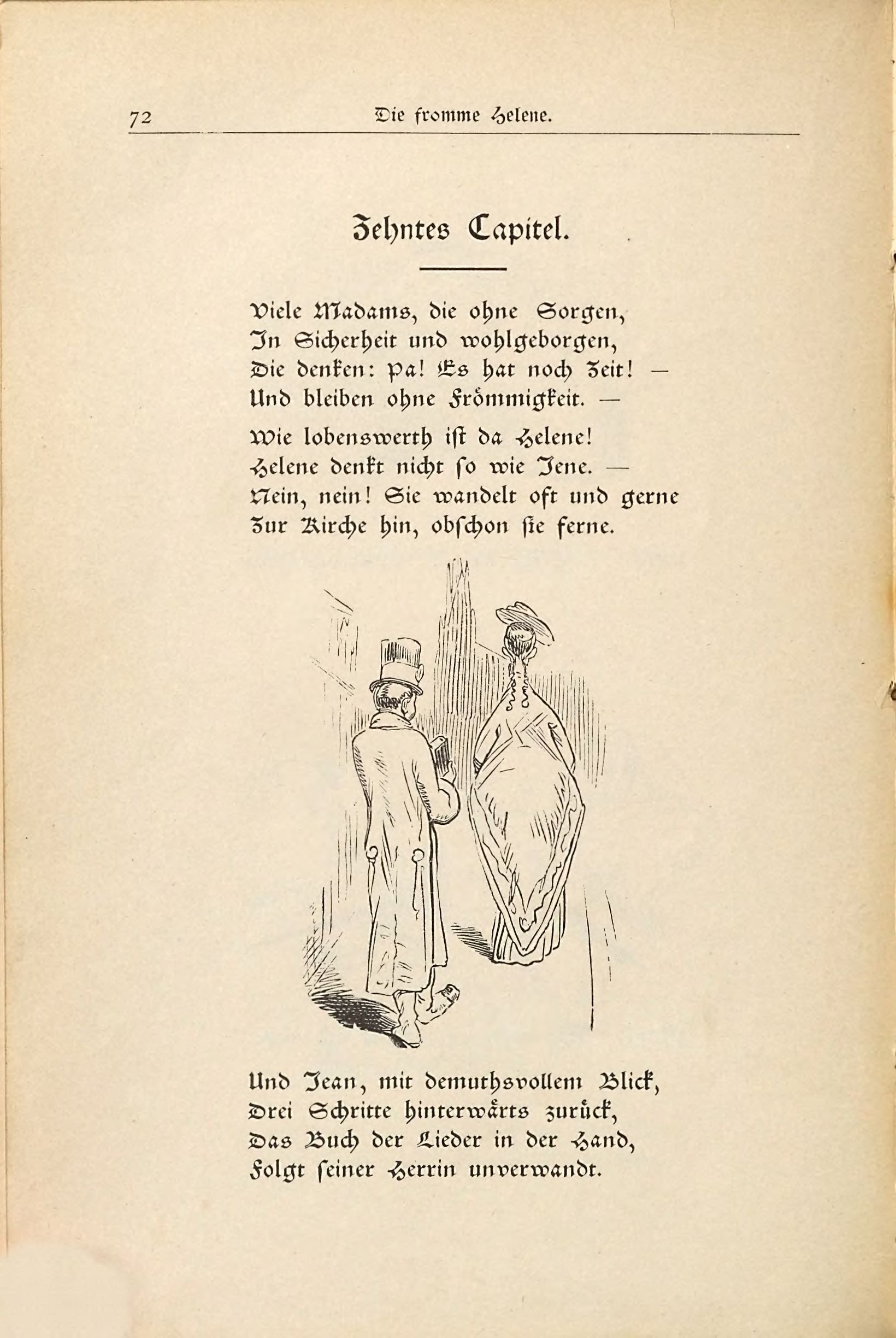 Die fromme Helene (Wilhelm Busch, 1882), Seite 72. Public domain. Bayerische Staatsbibliothek / Internet Archive.