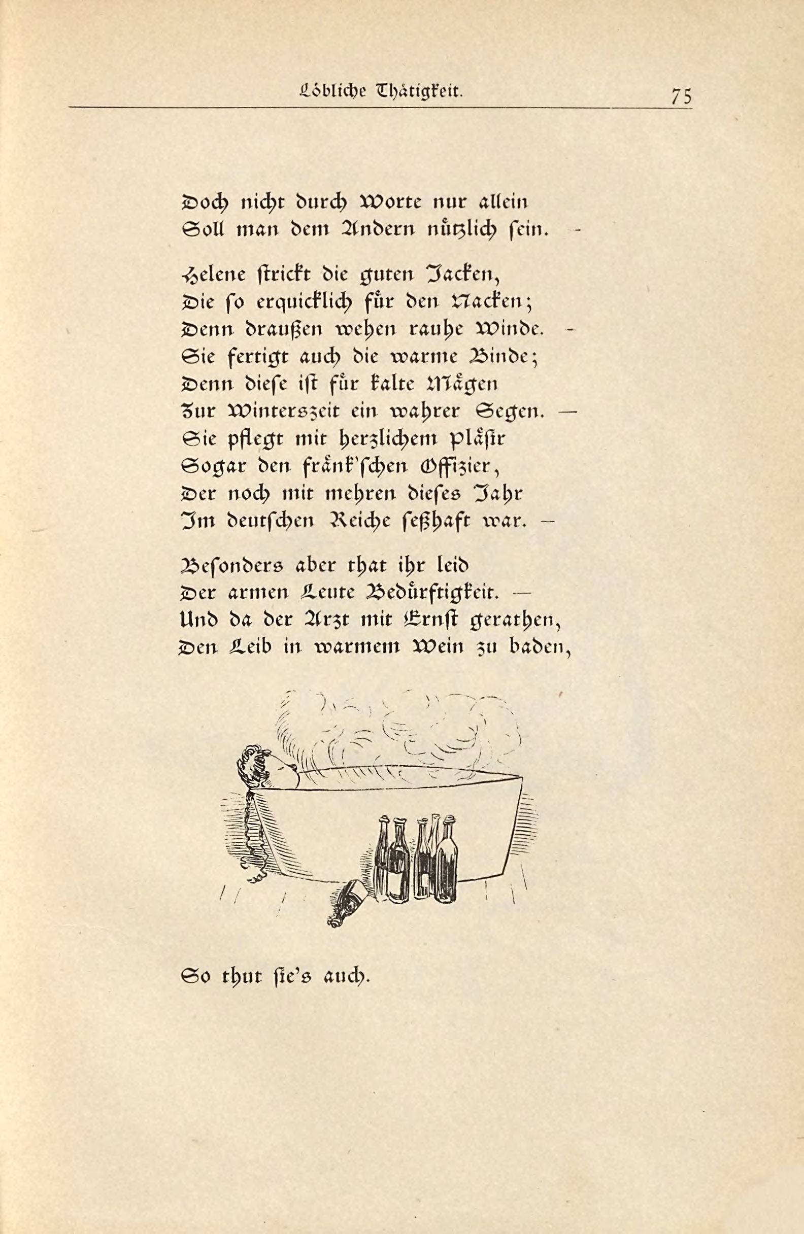 Die fromme Helene (Wilhelm Busch, 1882), Seite 75. Public domain. Bayerische Staatsbibliothek / Internet Archive.