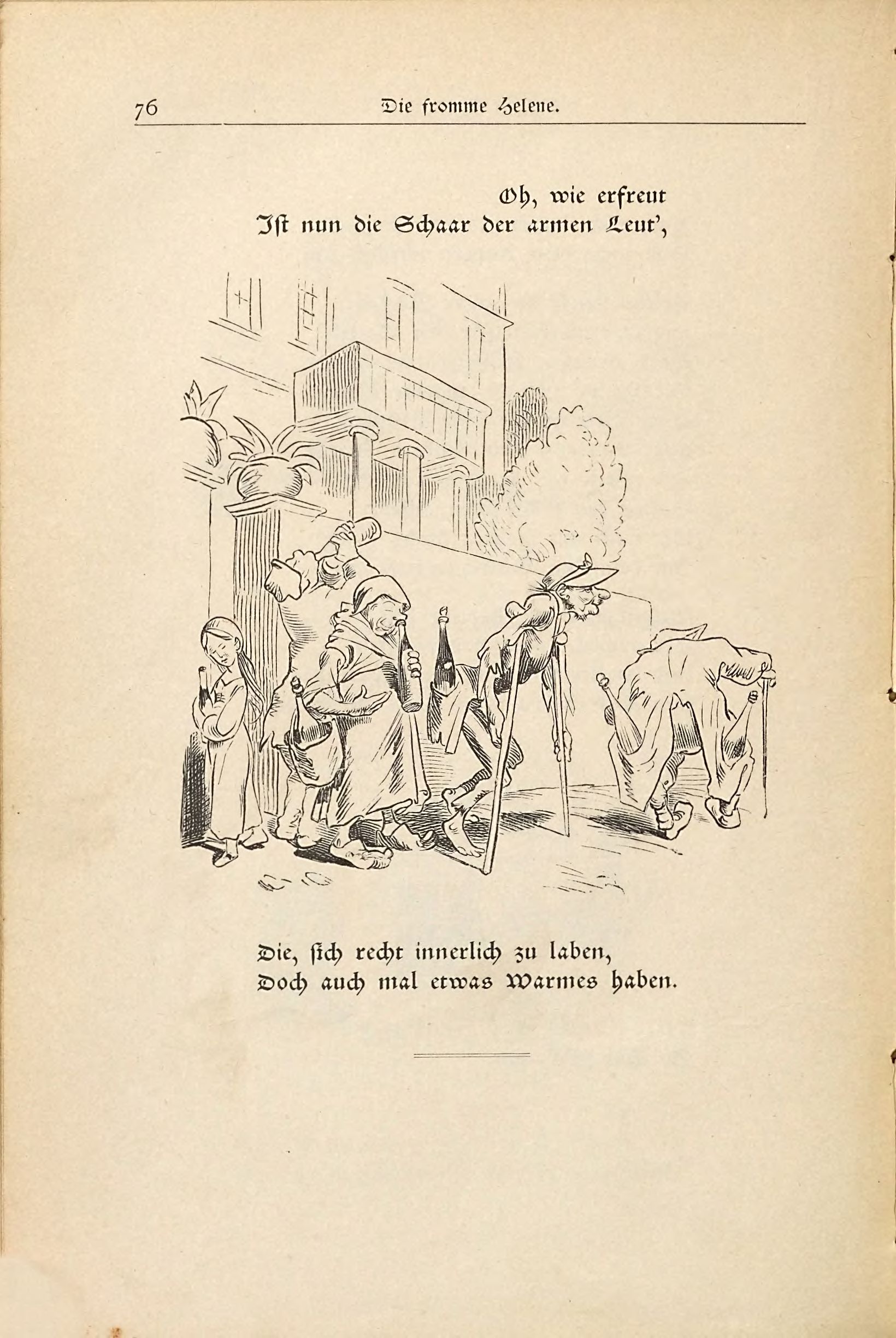 Die fromme Helene (Wilhelm Busch, 1882), Seite 76. Public domain. Bayerische Staatsbibliothek / Internet Archive.