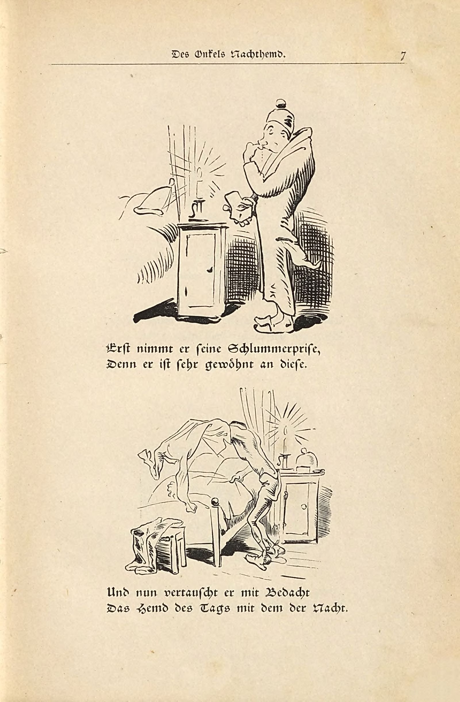 Die fromme Helene (Wilhelm Busch, 1882), Seite 7. Public domain. Bayerische Staatsbibliothek / Internet Archive.