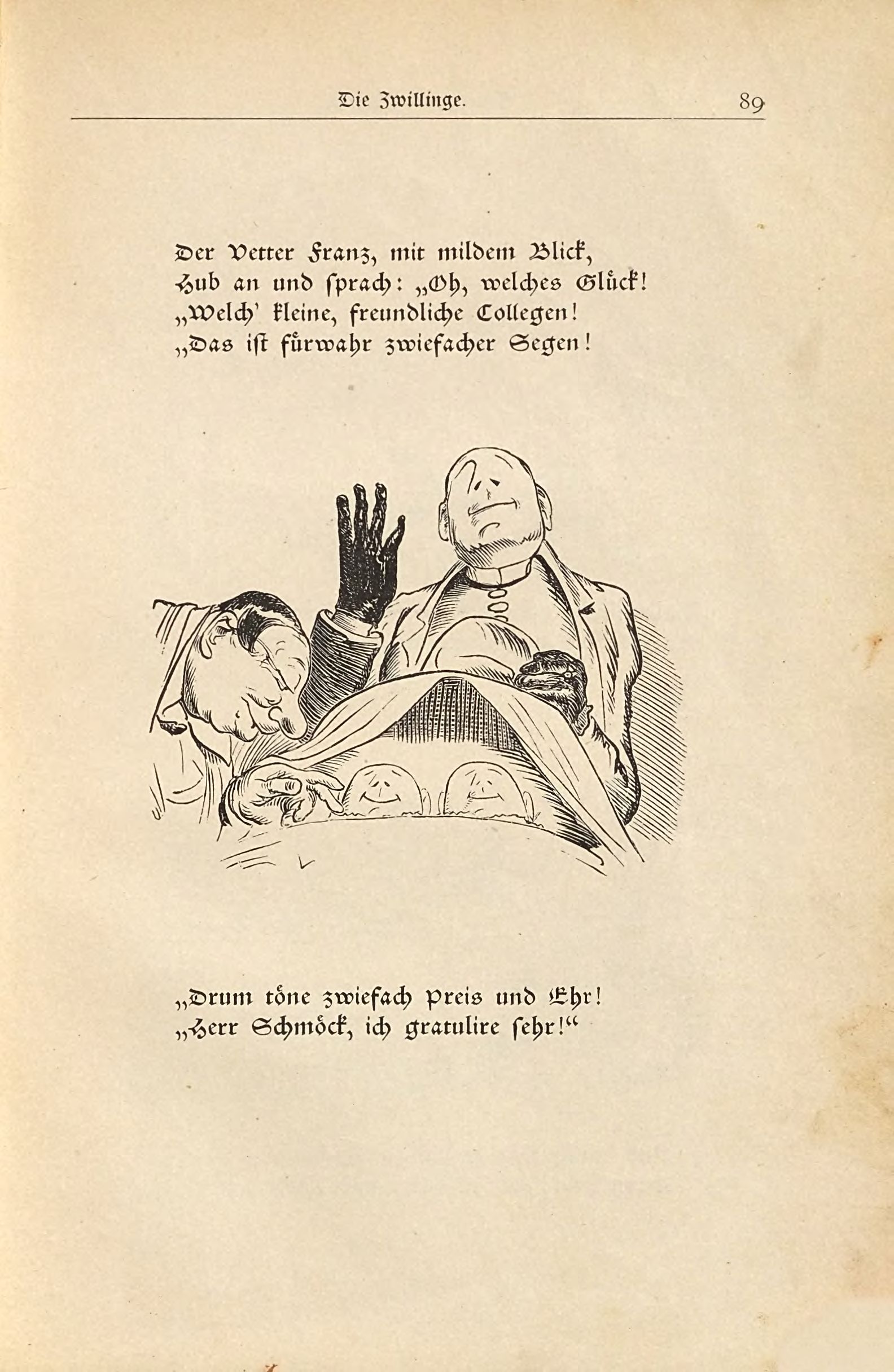 Die fromme Helene (Wilhelm Busch, 1882), Seite 89. Public domain. Bayerische Staatsbibliothek / Internet Archive.