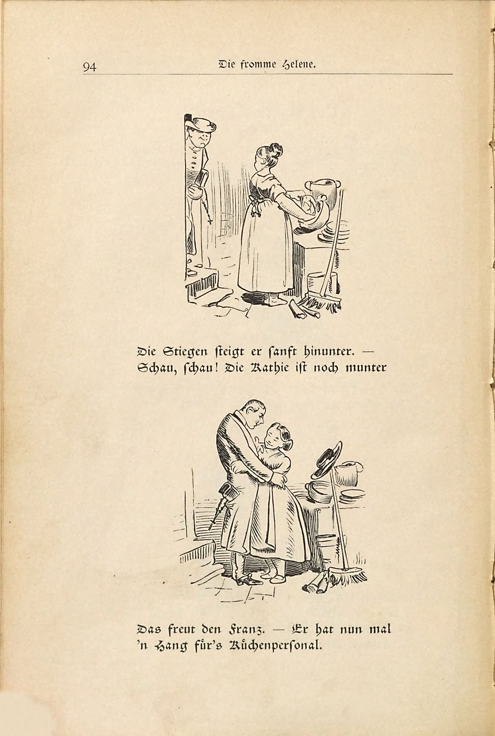 Die fromme Helene (Wilhelm Busch, 1882), Seite 94. Public domain. Bayerische Staatsbibliothek / Internet Archive.