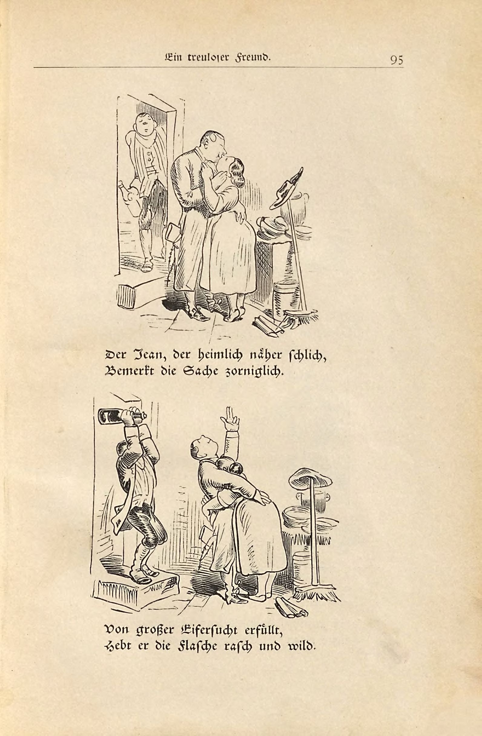 Die fromme Helene (Wilhelm Busch, 1882), Seite 95. Public domain. Bayerische Staatsbibliothek / Internet Archive.
