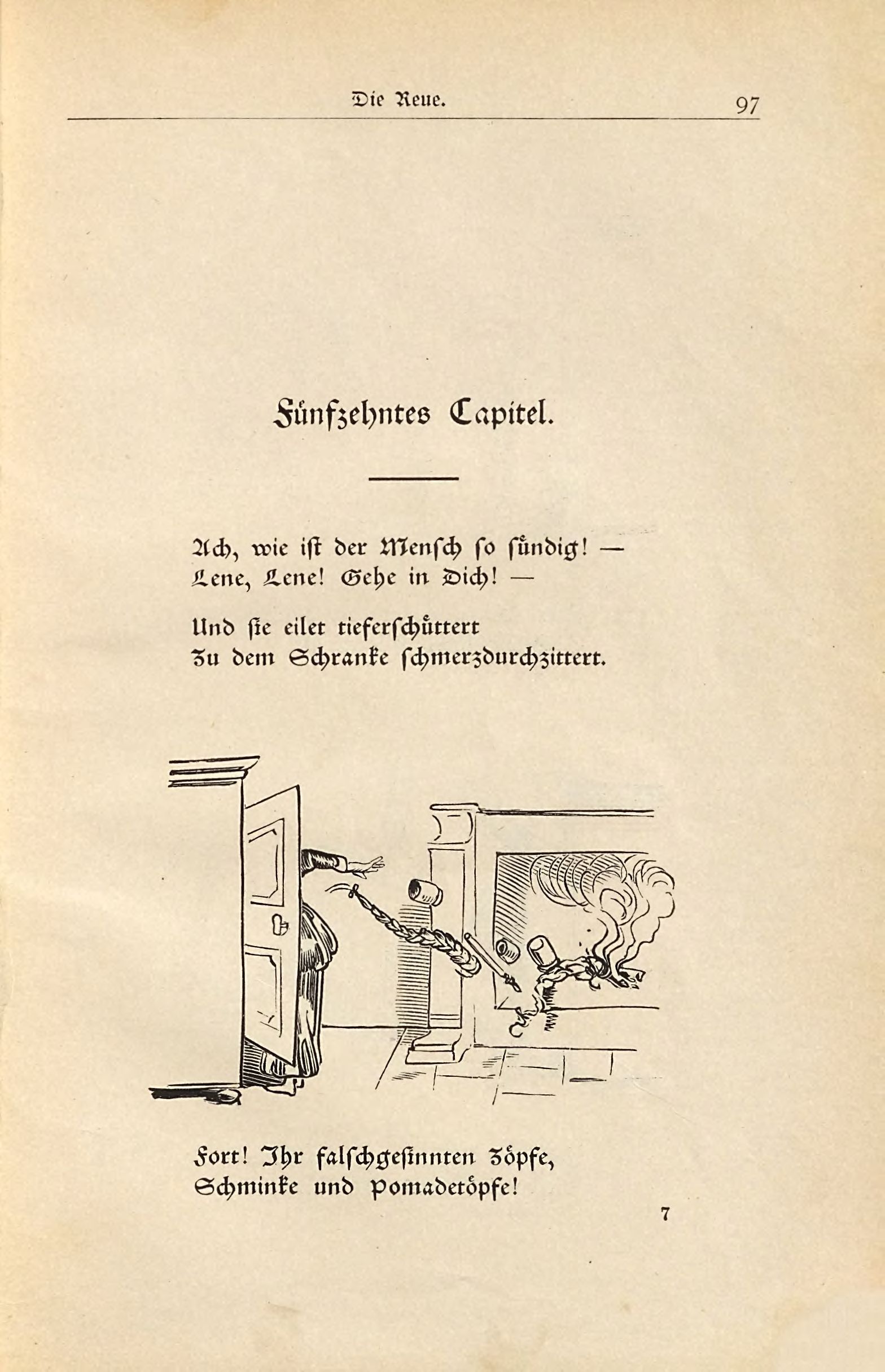Die fromme Helene (Wilhelm Busch, 1882), Seite 97. Public domain. Bayerische Staatsbibliothek / Internet Archive.