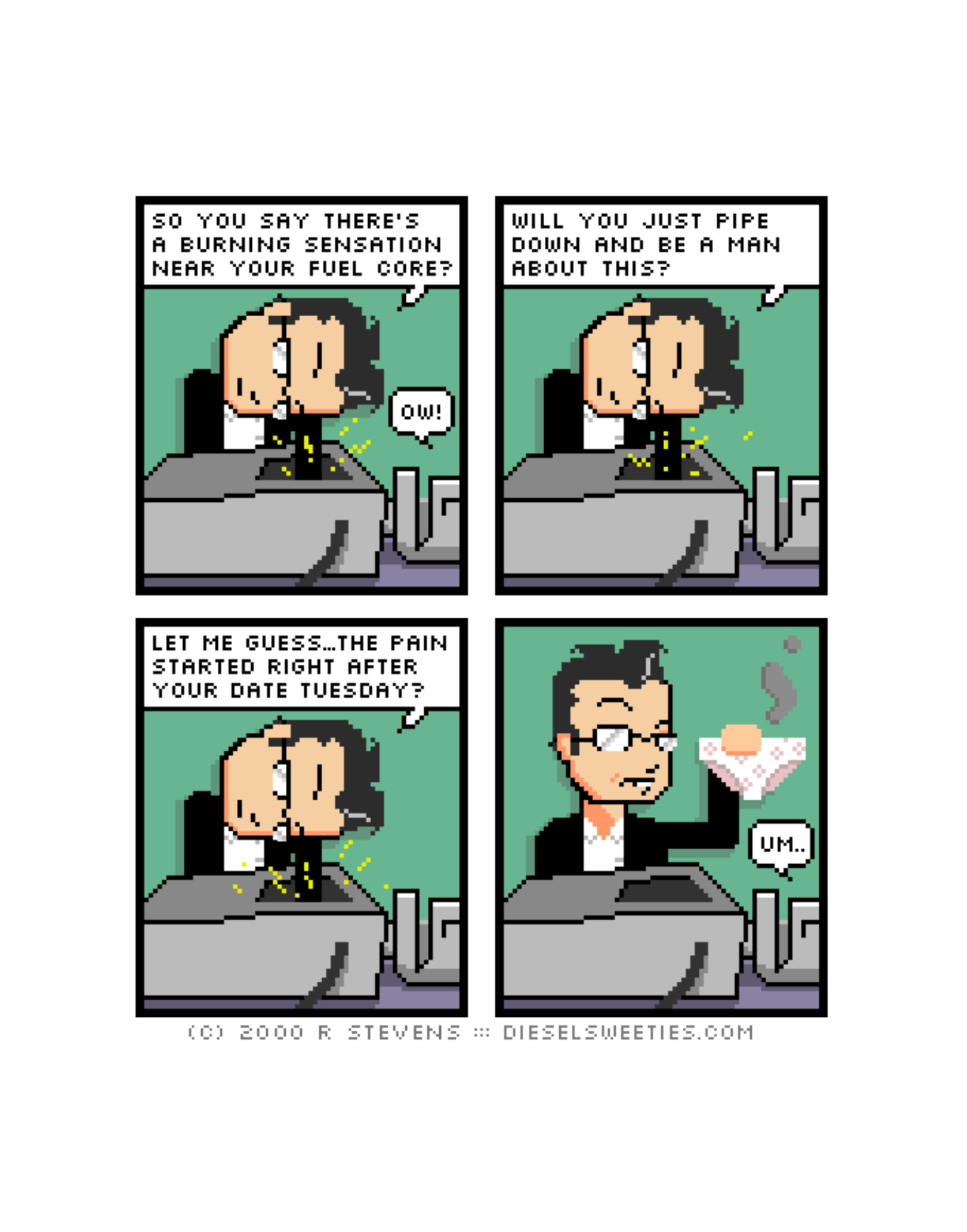 Diesel Sweeties (ebook volumes), page 18. Diesel Sweeties by R. Stevens, CC BY-NC. https://dieselsweeties.com/ebooks/