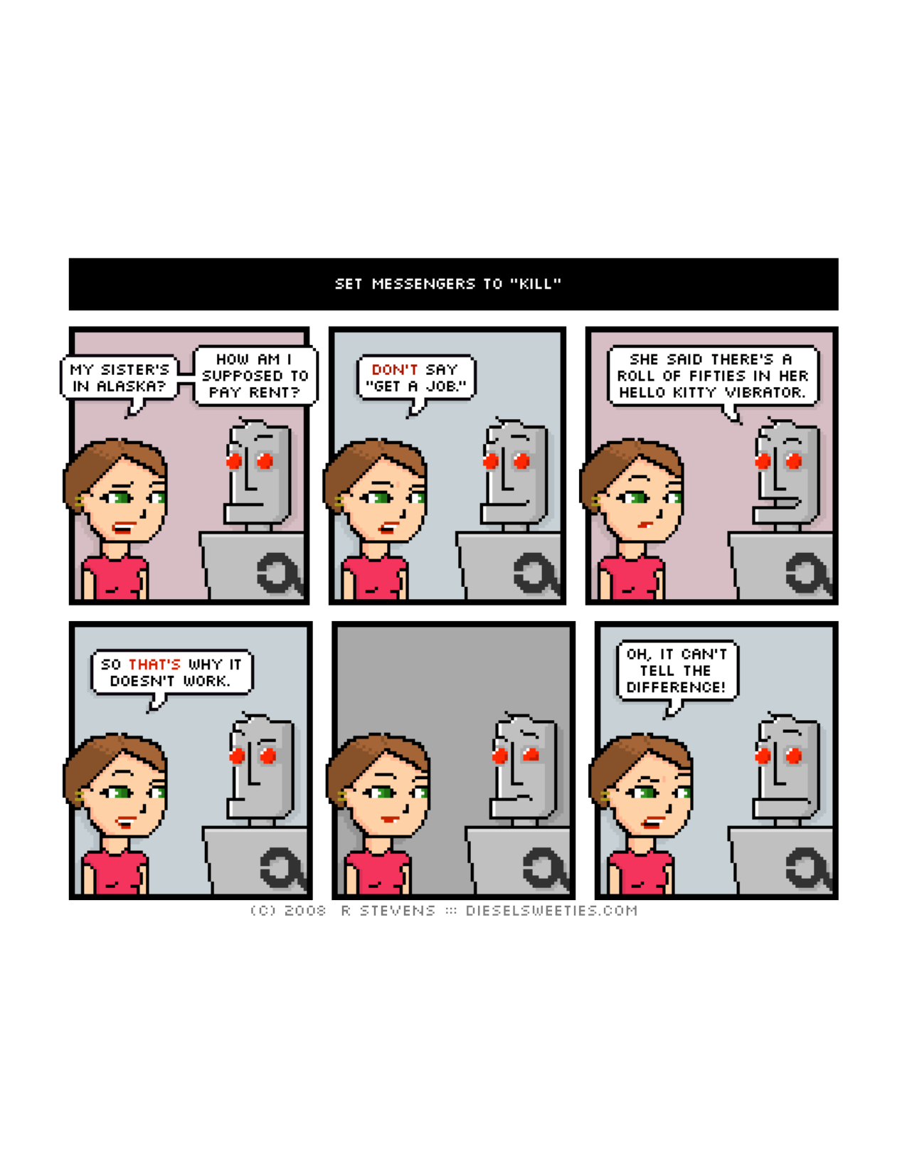 Diesel Sweeties (ebook volumes), page 155. Diesel Sweeties by R. Stevens, CC BY-NC. https://dieselsweeties.com/ebooks/