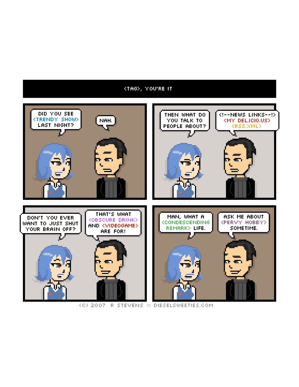 Diesel Sweeties (ebook volumes), page 3. Diesel Sweeties by R. Stevens, CC BY-NC. https://dieselsweeties.com/ebooks/