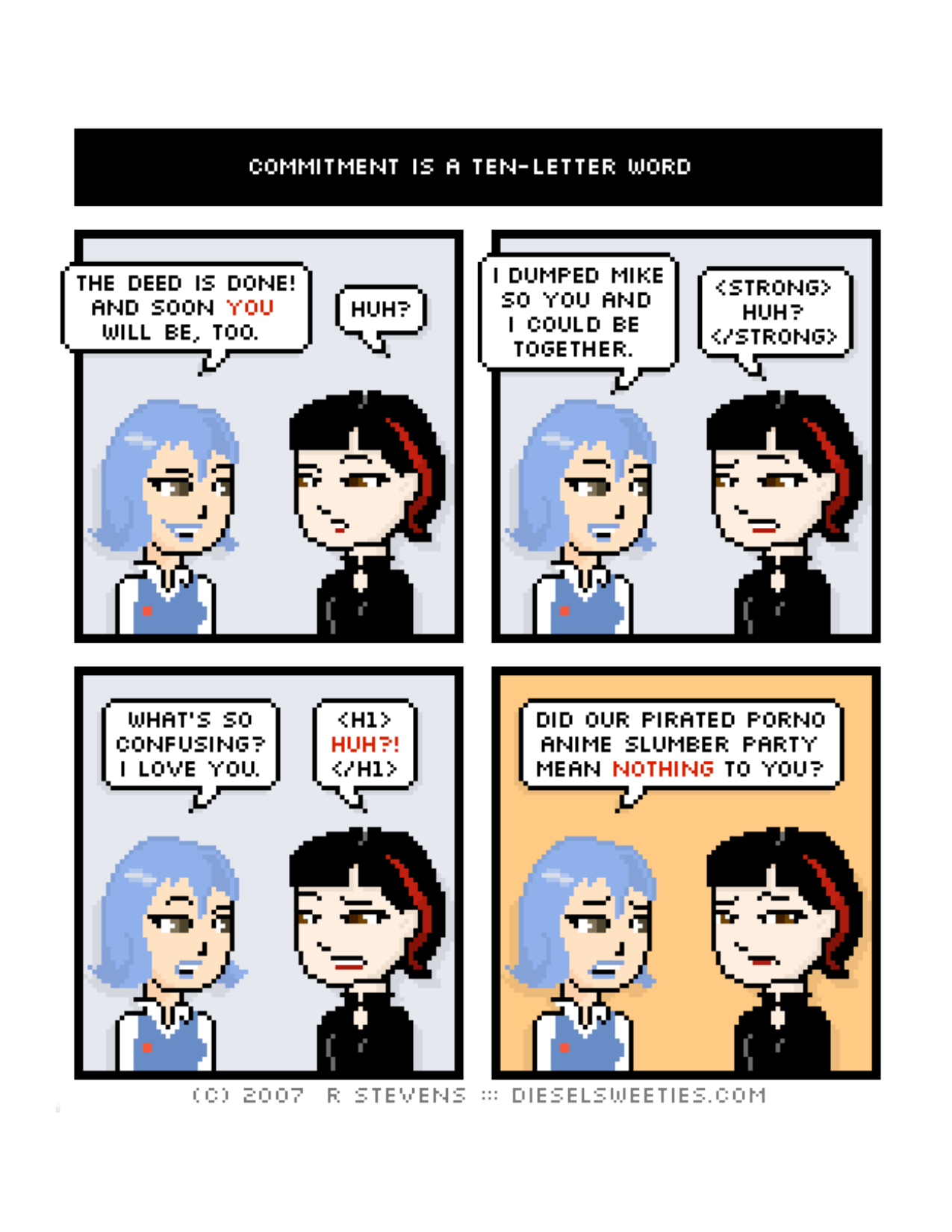 Diesel Sweeties (ebook volumes), page 92. Diesel Sweeties by R. Stevens, CC BY-NC. https://dieselsweeties.com/ebooks/
