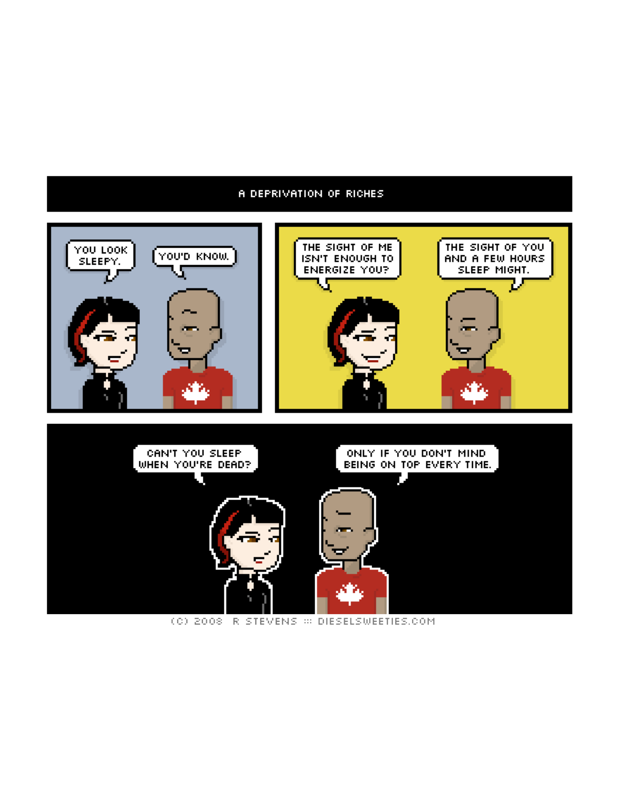 Diesel Sweeties (ebook volumes), page 2. Diesel Sweeties by R. Stevens, CC BY-NC. https://dieselsweeties.com/ebooks/