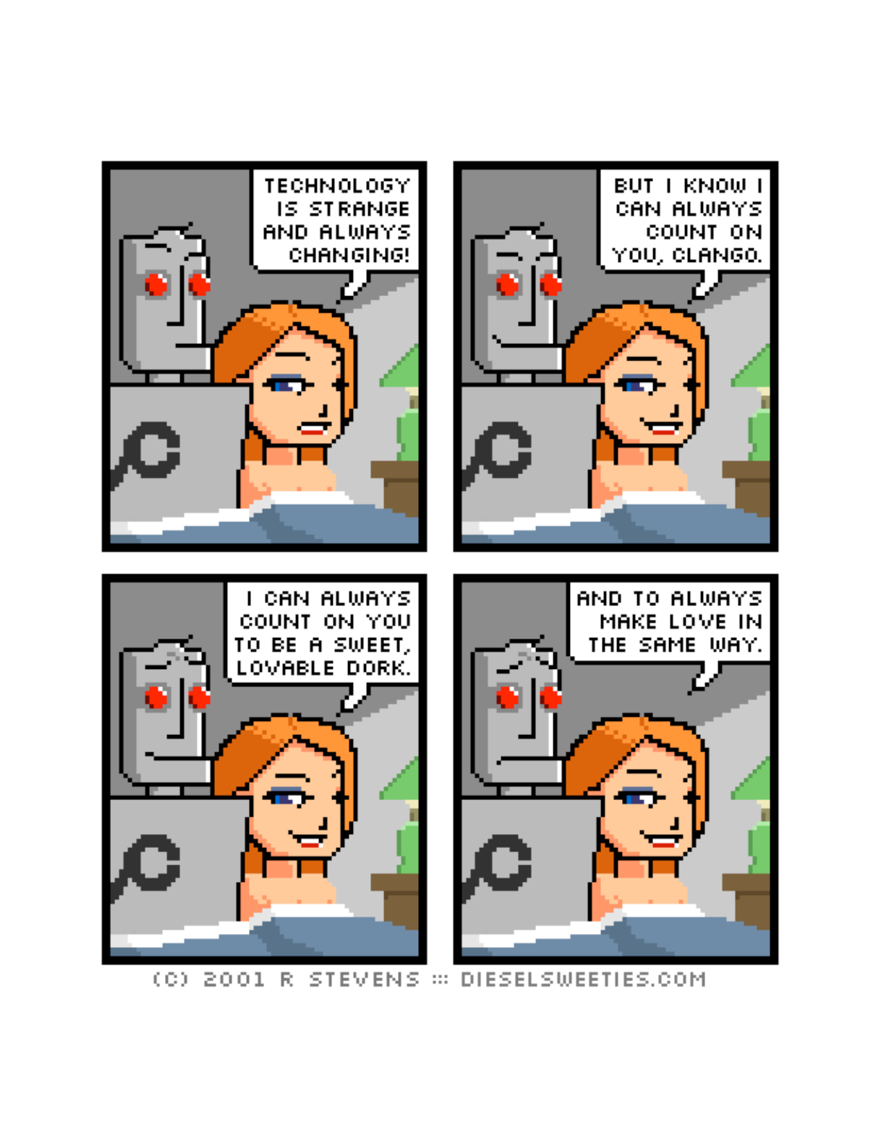 Diesel Sweeties (ebook volumes), page 100. Diesel Sweeties by R. Stevens, CC BY-NC. https://dieselsweeties.com/ebooks/