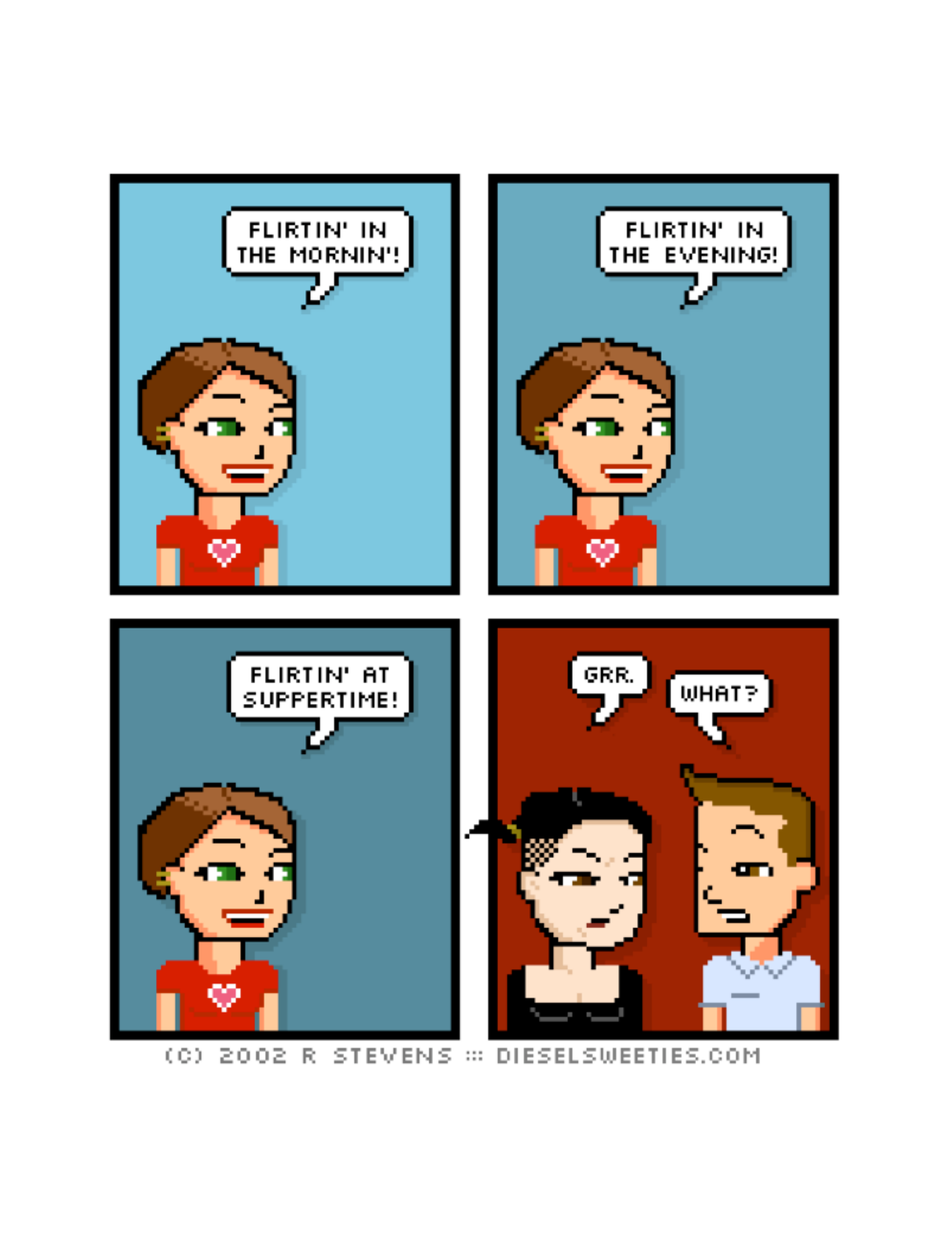 Diesel Sweeties (ebook volumes), page 103. Diesel Sweeties by R. Stevens, CC BY-NC. https://dieselsweeties.com/ebooks/