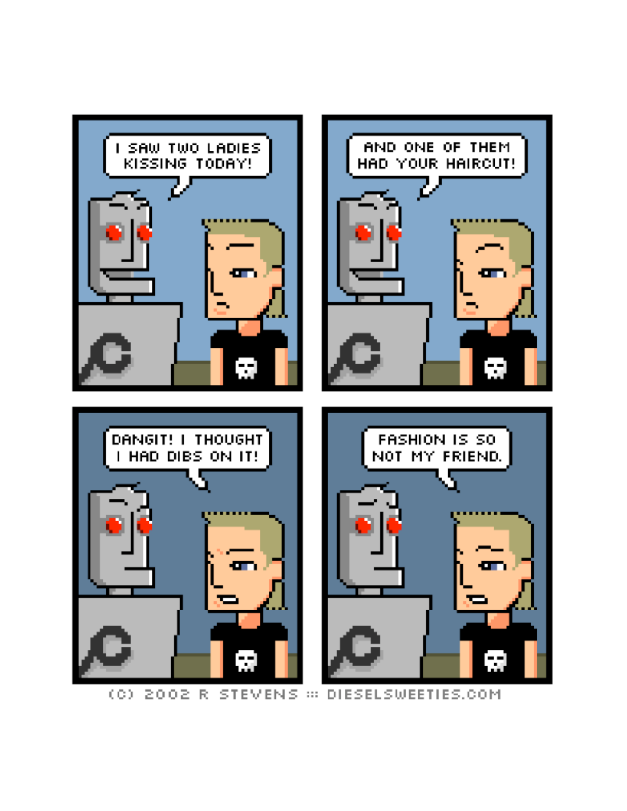 Diesel Sweeties (ebook volumes), page 4. Diesel Sweeties by R. Stevens, CC BY-NC. https://dieselsweeties.com/ebooks/