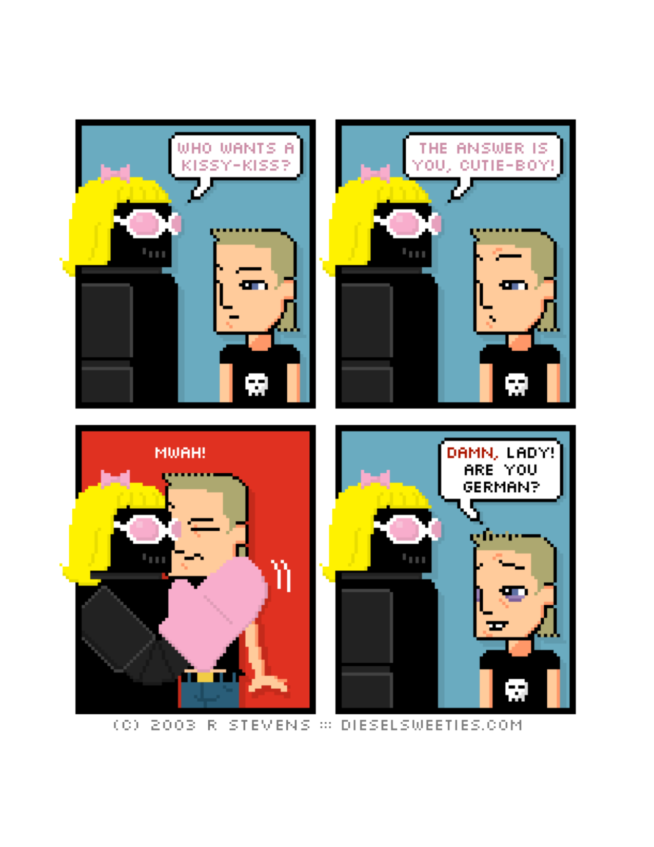 Diesel Sweeties (ebook volumes), page 12. Diesel Sweeties by R. Stevens, CC BY-NC. https://dieselsweeties.com/ebooks/