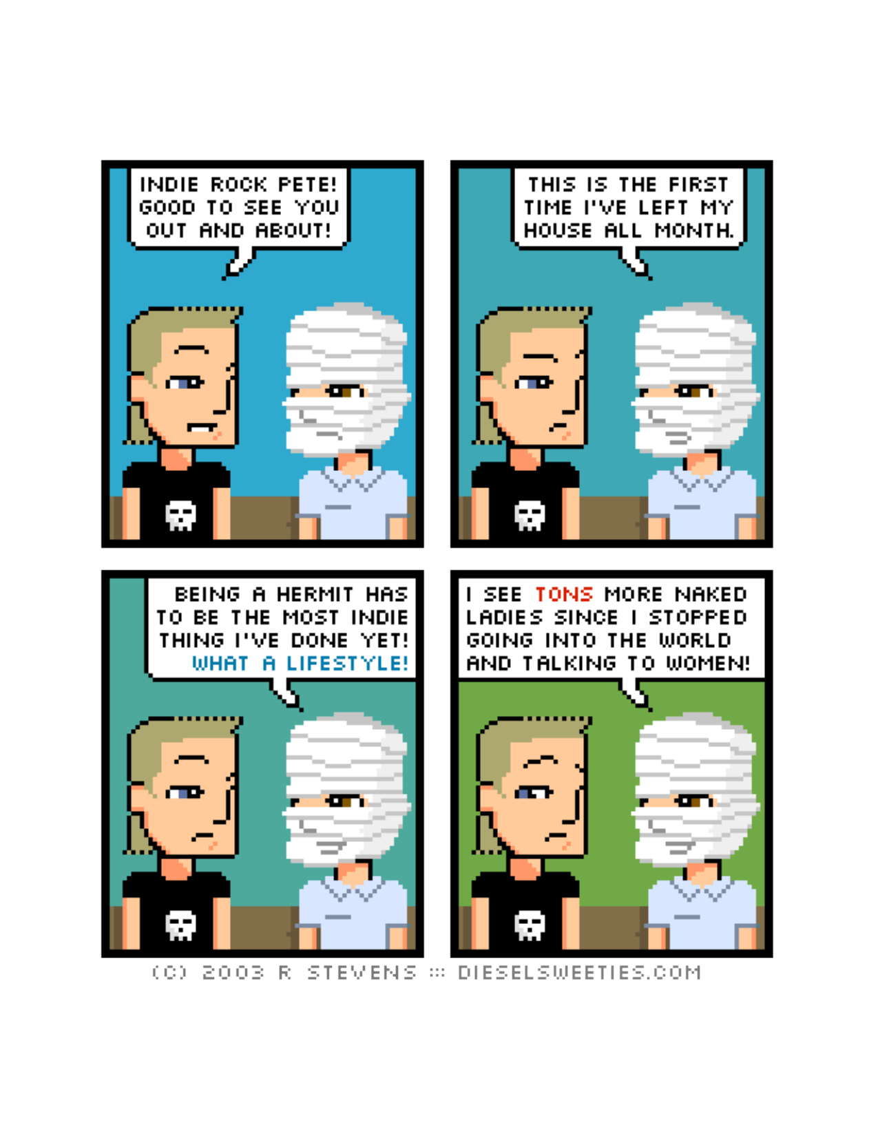 Diesel Sweeties (ebook volumes), page 4. Diesel Sweeties by R. Stevens, CC BY-NC. https://dieselsweeties.com/ebooks/