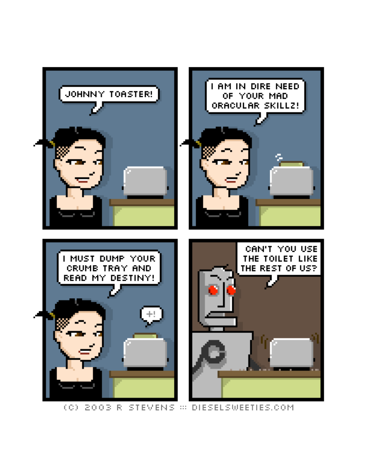 Diesel Sweeties (ebook volumes), page 5. Diesel Sweeties by R. Stevens, CC BY-NC. https://dieselsweeties.com/ebooks/