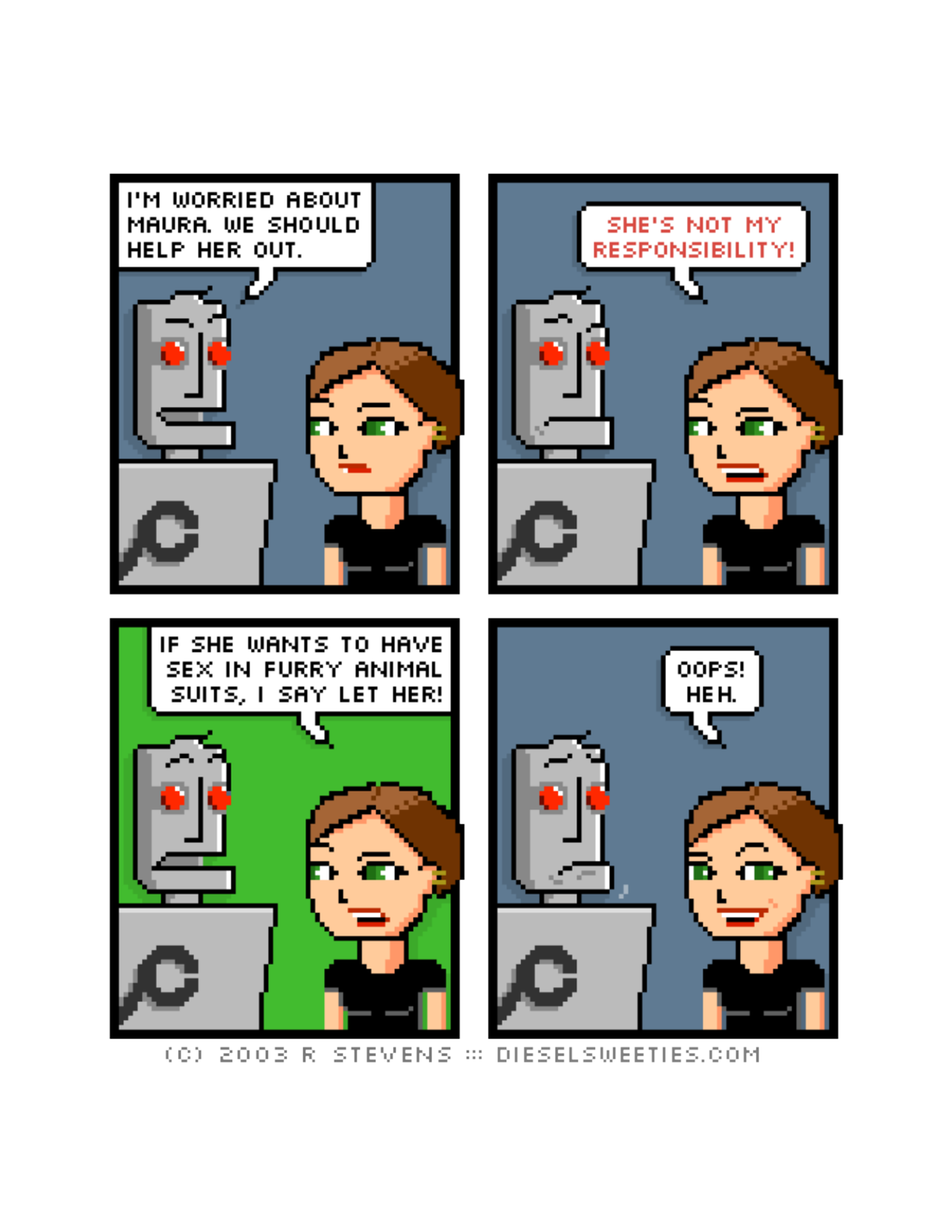 Diesel Sweeties (ebook volumes), page 76. Diesel Sweeties by R. Stevens, CC BY-NC. https://dieselsweeties.com/ebooks/