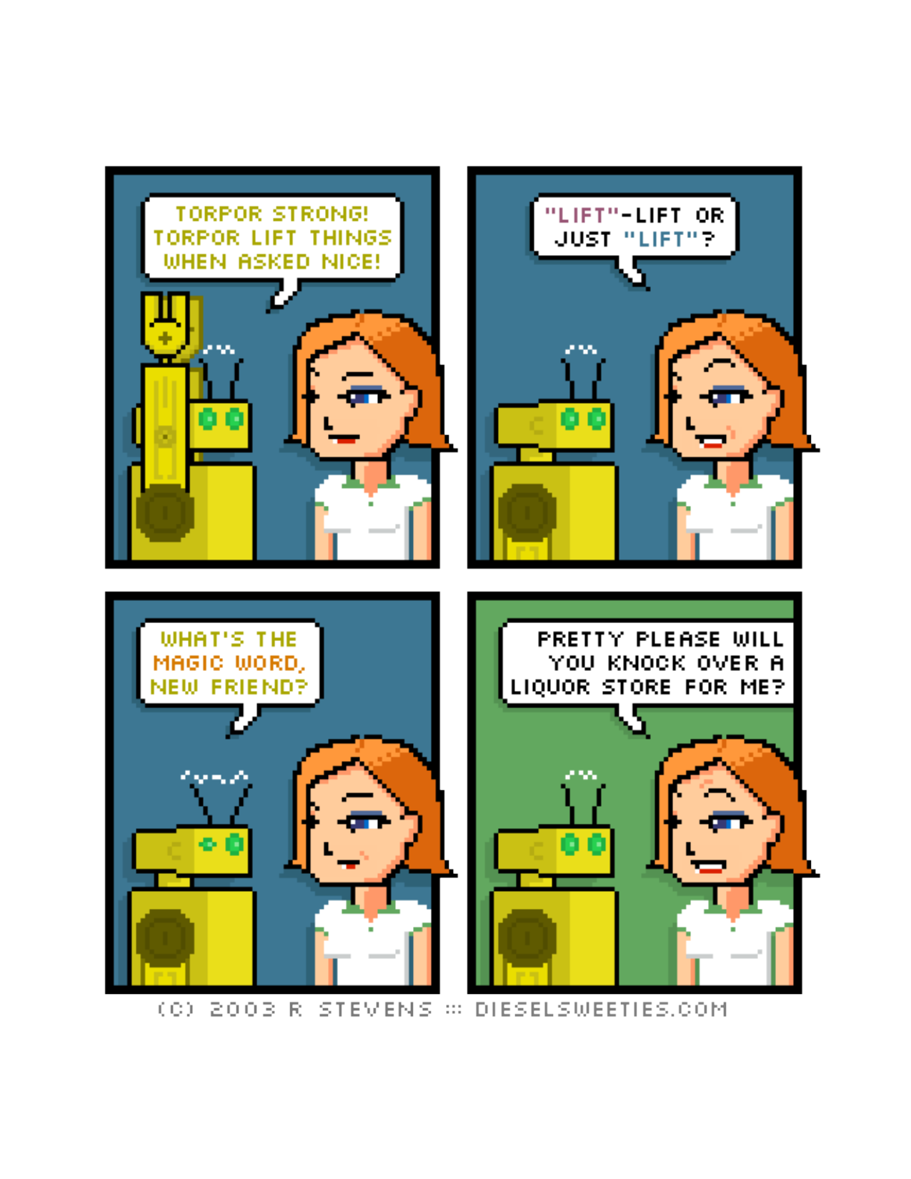 Diesel Sweeties (ebook volumes), page 85. Diesel Sweeties by R. Stevens, CC BY-NC. https://dieselsweeties.com/ebooks/