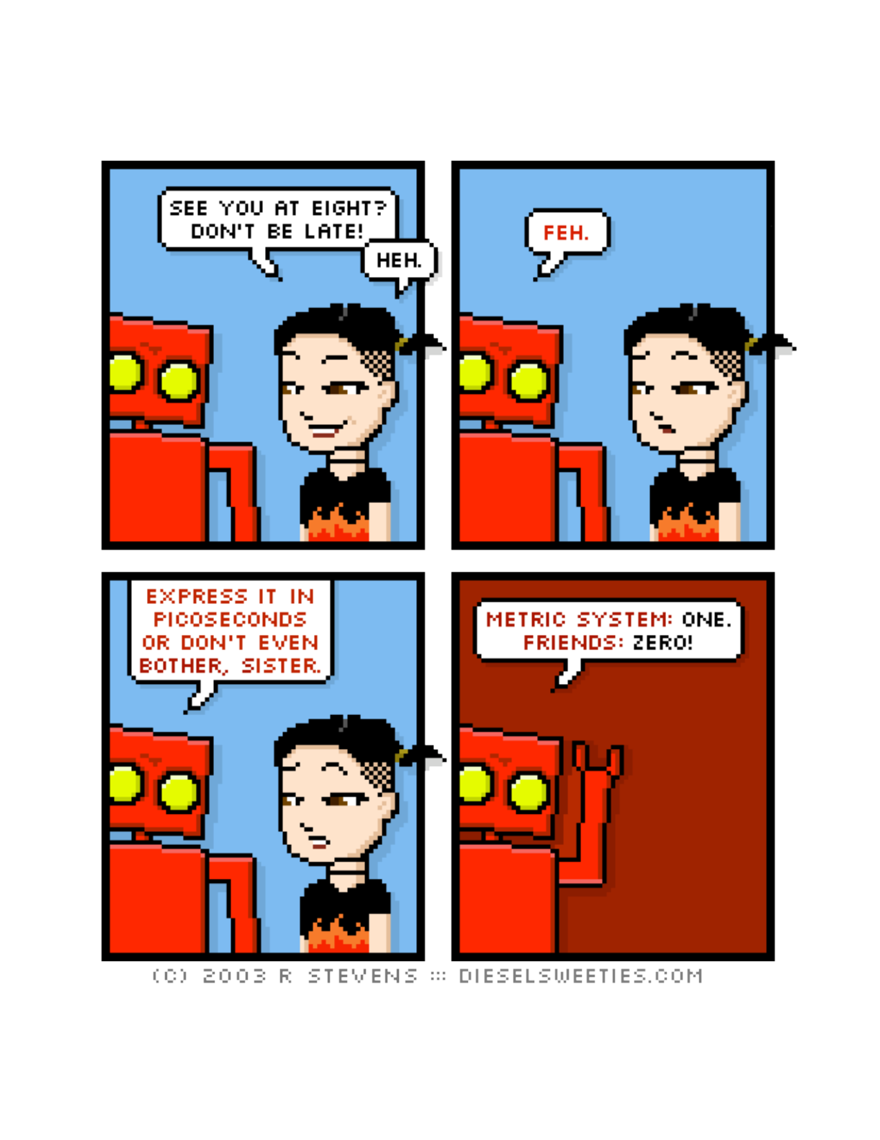 Diesel Sweeties (ebook volumes), page 11. Diesel Sweeties by R. Stevens, CC BY-NC. https://dieselsweeties.com/ebooks/