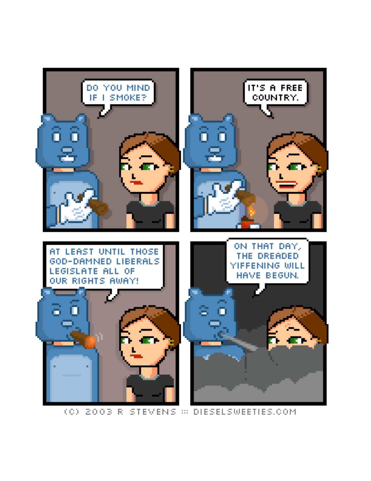 Diesel Sweeties (ebook volumes), page 13. Diesel Sweeties by R. Stevens, CC BY-NC. https://dieselsweeties.com/ebooks/