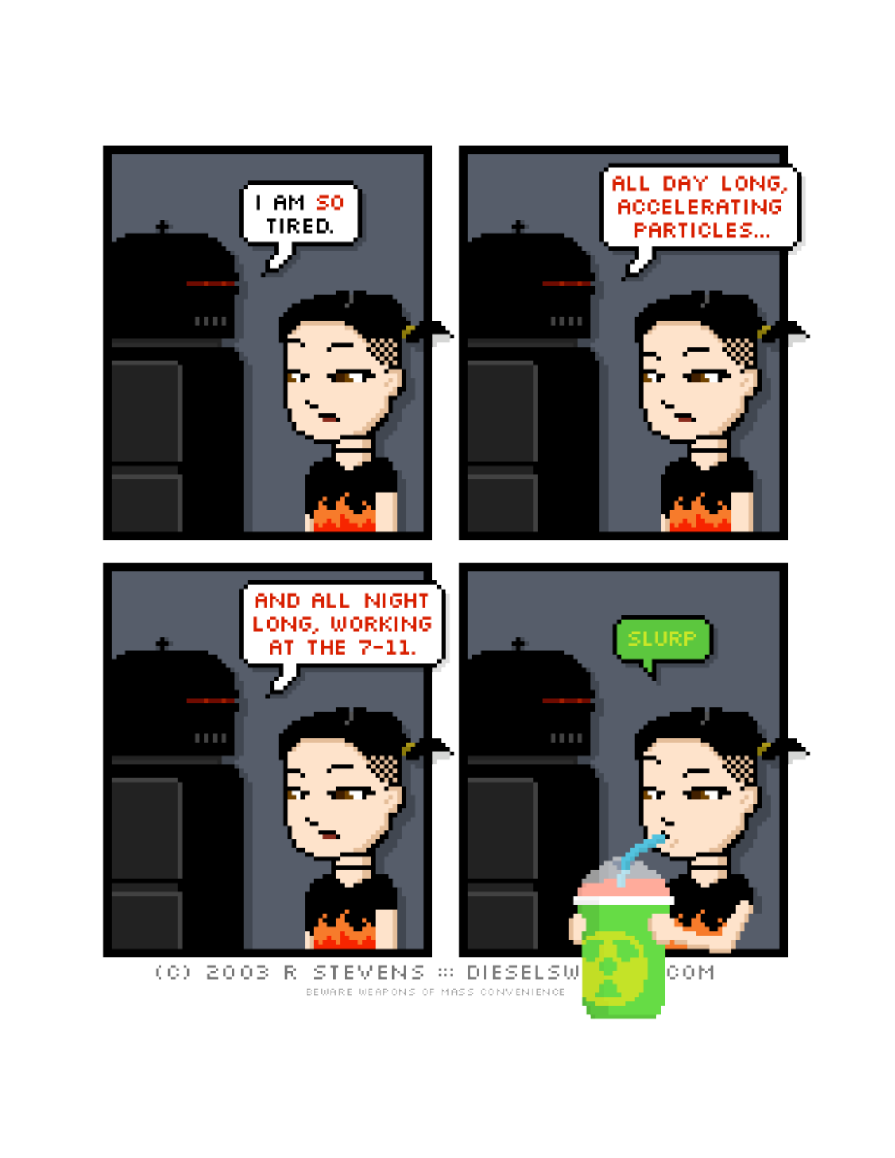 Diesel Sweeties (ebook volumes), page 15. Diesel Sweeties by R. Stevens, CC BY-NC. https://dieselsweeties.com/ebooks/