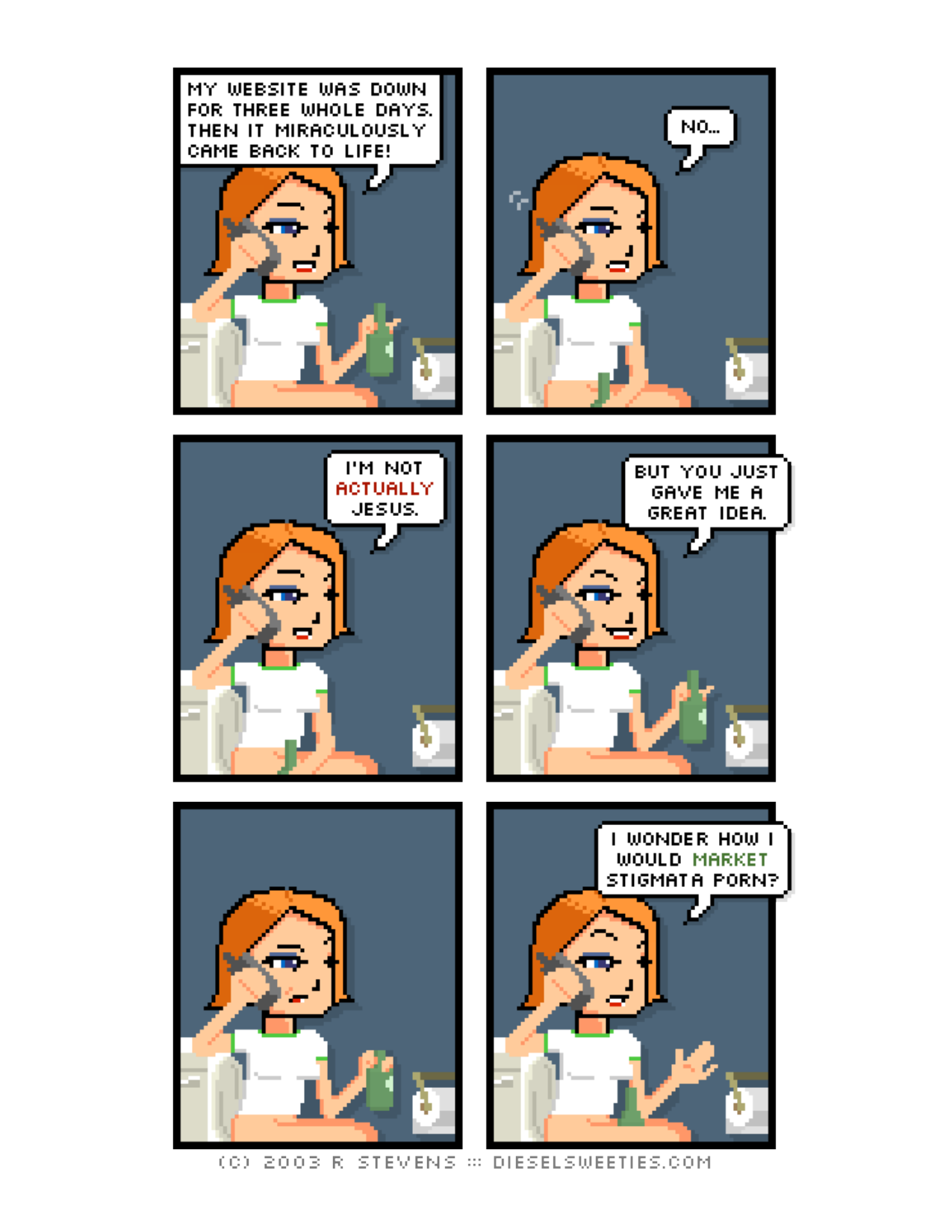 Diesel Sweeties (ebook volumes), page 27. Diesel Sweeties by R. Stevens, CC BY-NC. https://dieselsweeties.com/ebooks/