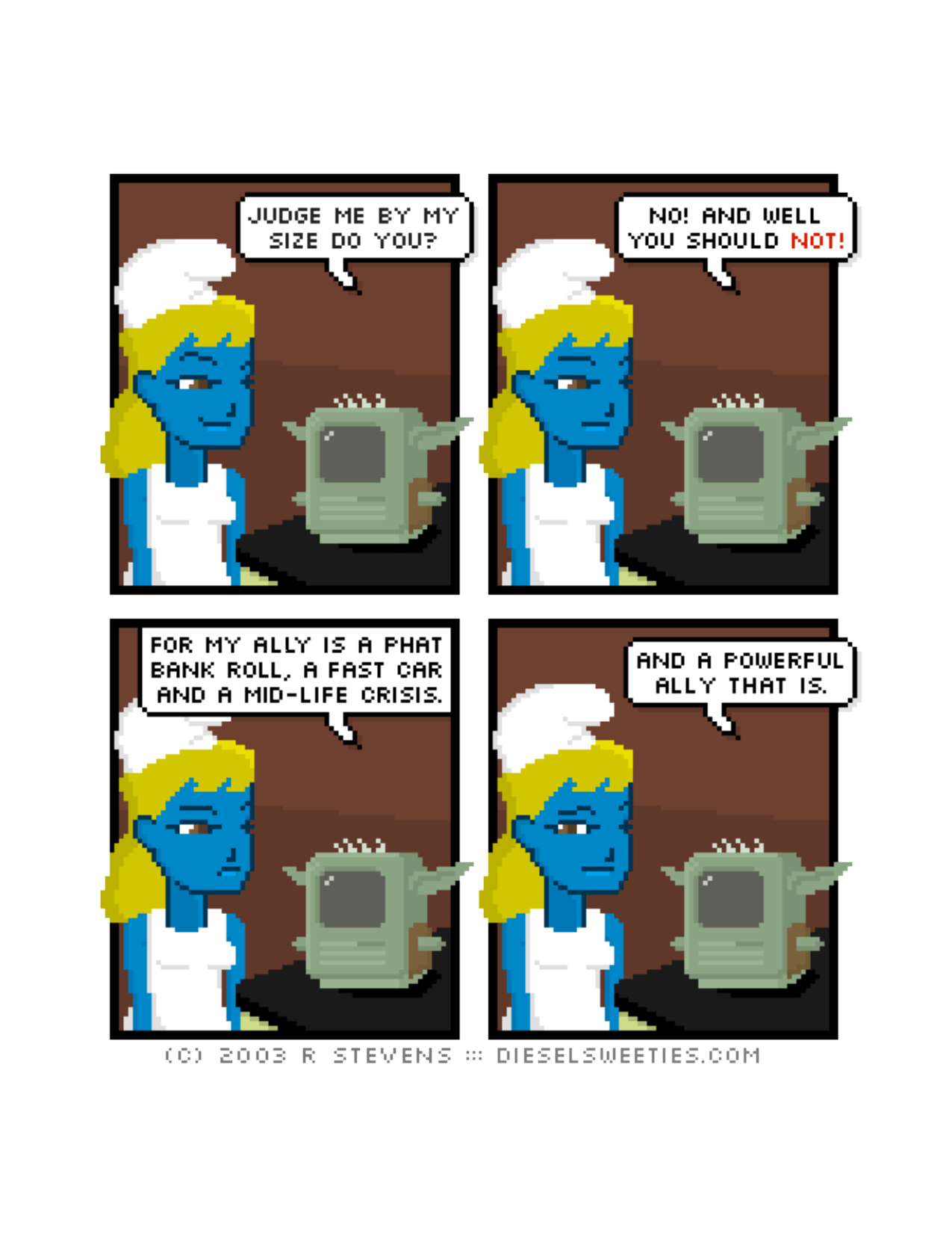 Diesel Sweeties (ebook volumes), page 7. Diesel Sweeties by R. Stevens, CC BY-NC. https://dieselsweeties.com/ebooks/