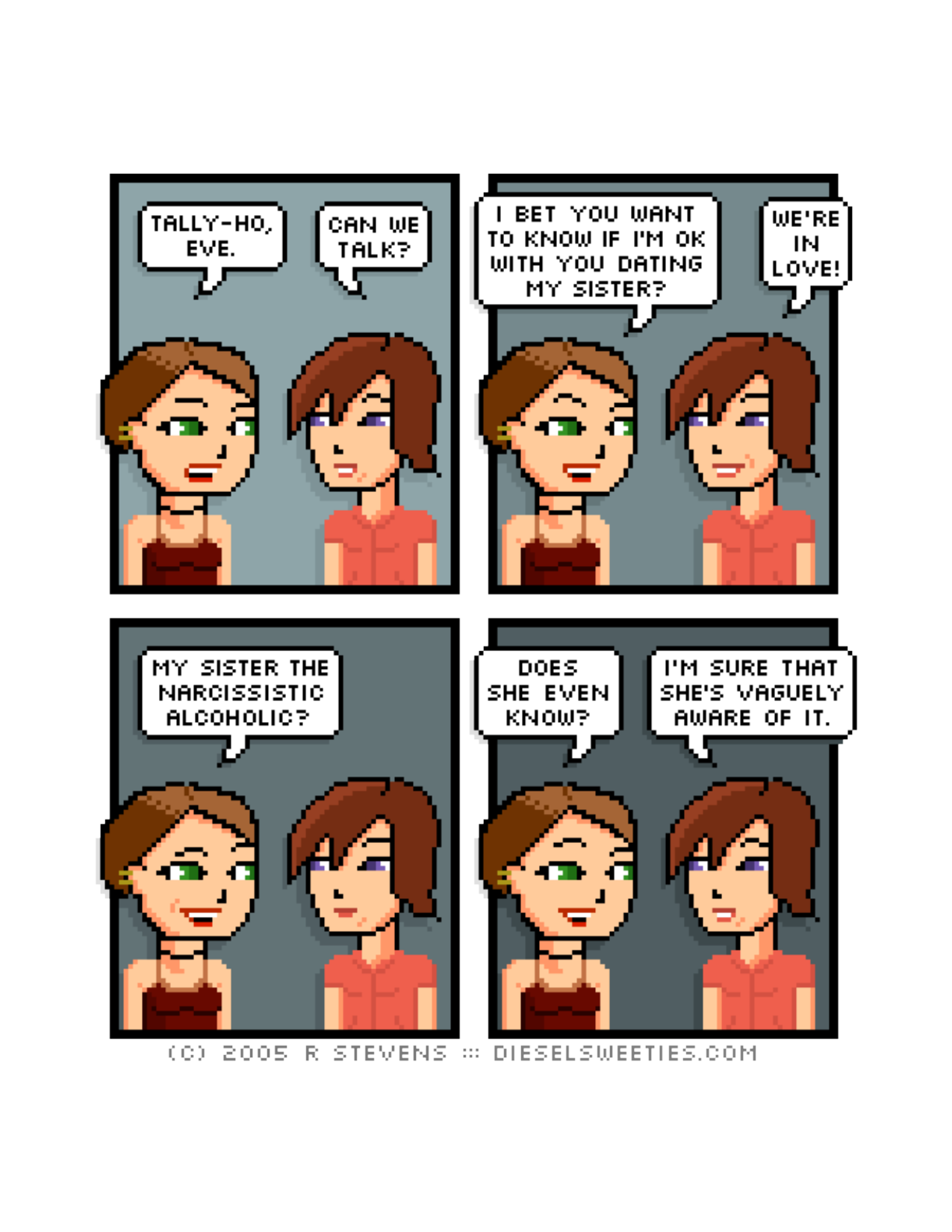 Diesel Sweeties (ebook volumes), page 19. Diesel Sweeties by R. Stevens, CC BY-NC. https://dieselsweeties.com/ebooks/