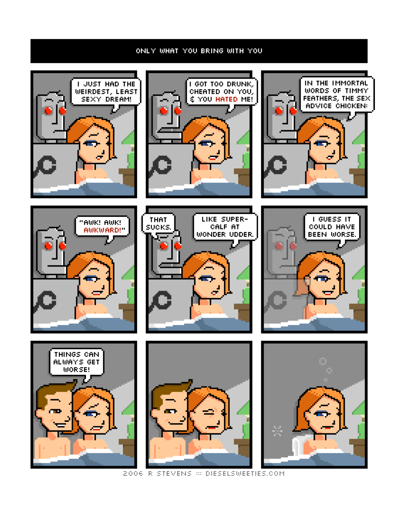 Diesel Sweeties (ebook volumes), page 17. Diesel Sweeties by R. Stevens, CC BY-NC. https://dieselsweeties.com/ebooks/