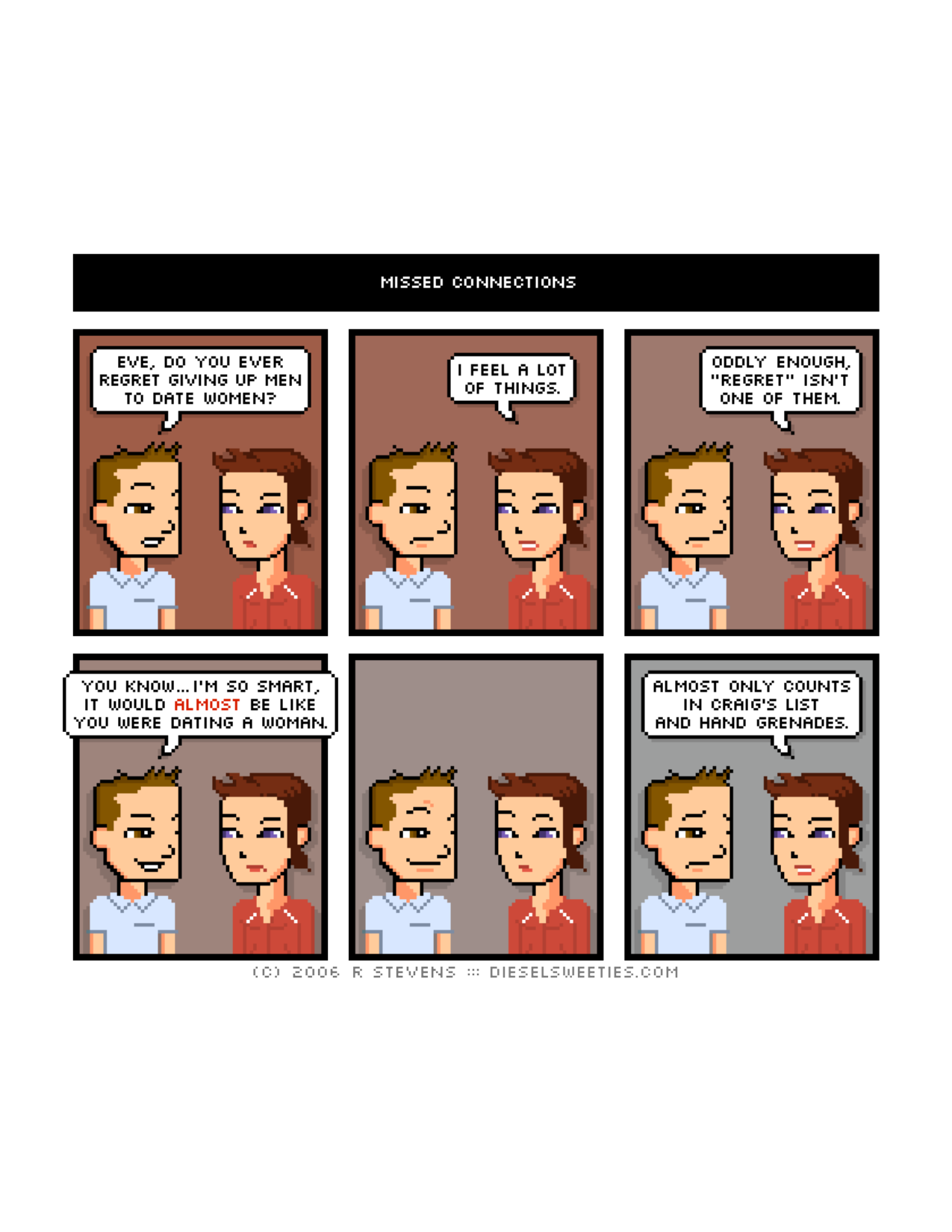 Diesel Sweeties (ebook volumes), page 11. Diesel Sweeties by R. Stevens, CC BY-NC. https://dieselsweeties.com/ebooks/