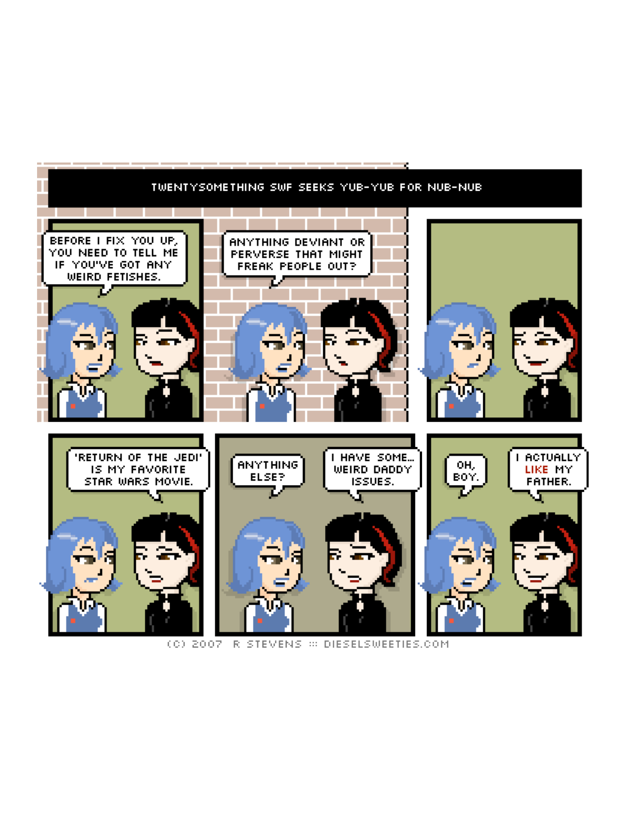 Diesel Sweeties (ebook volumes), page 151. Diesel Sweeties by R. Stevens, CC BY-NC. https://dieselsweeties.com/ebooks/