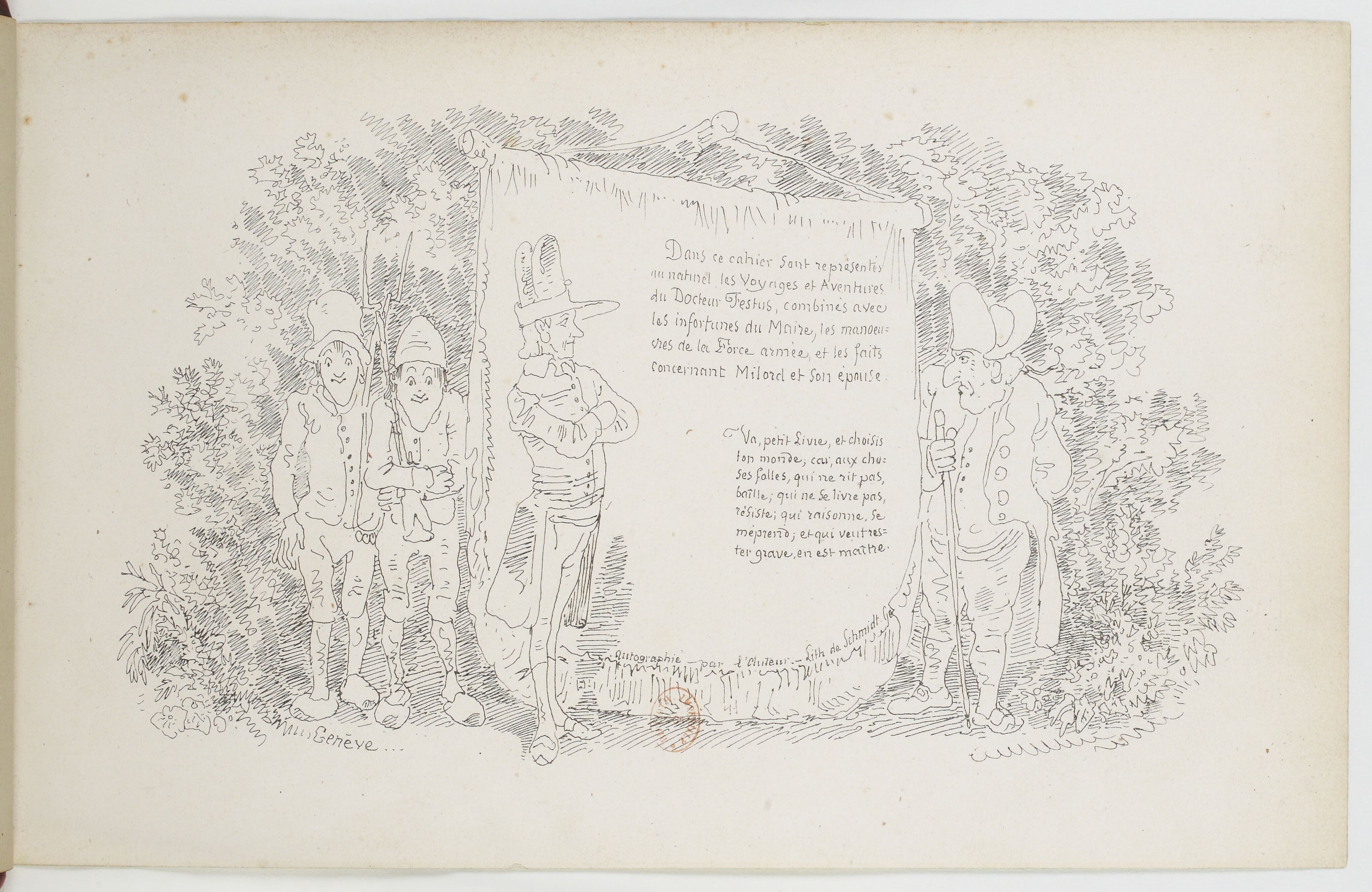 Le Docteur Festus (Rodolphe Töpffer, 1840), page 1. Domaine public. Source gallica.bnf.fr / BnF.