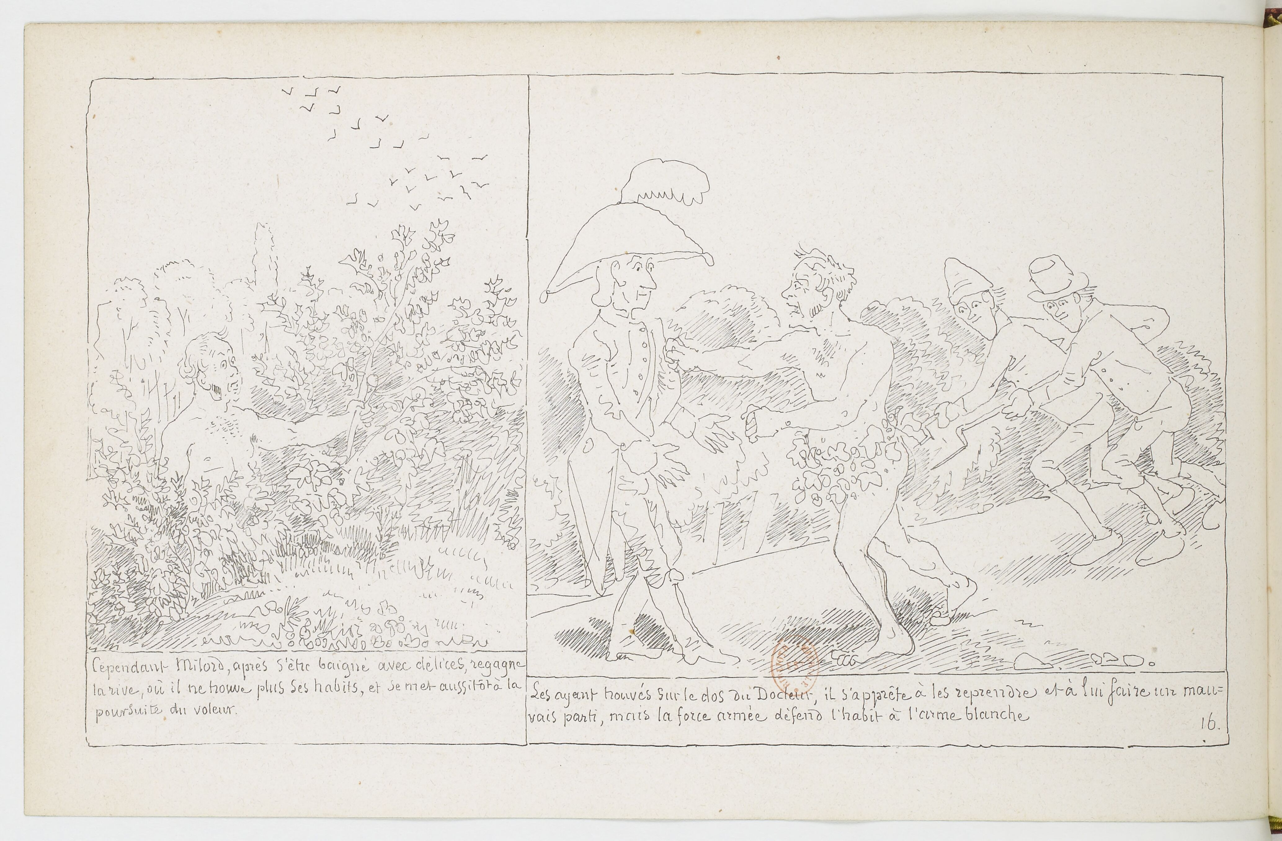 Le Docteur Festus (Rodolphe Töpffer, 1840), page 16. Domaine public. Source gallica.bnf.fr / BnF.