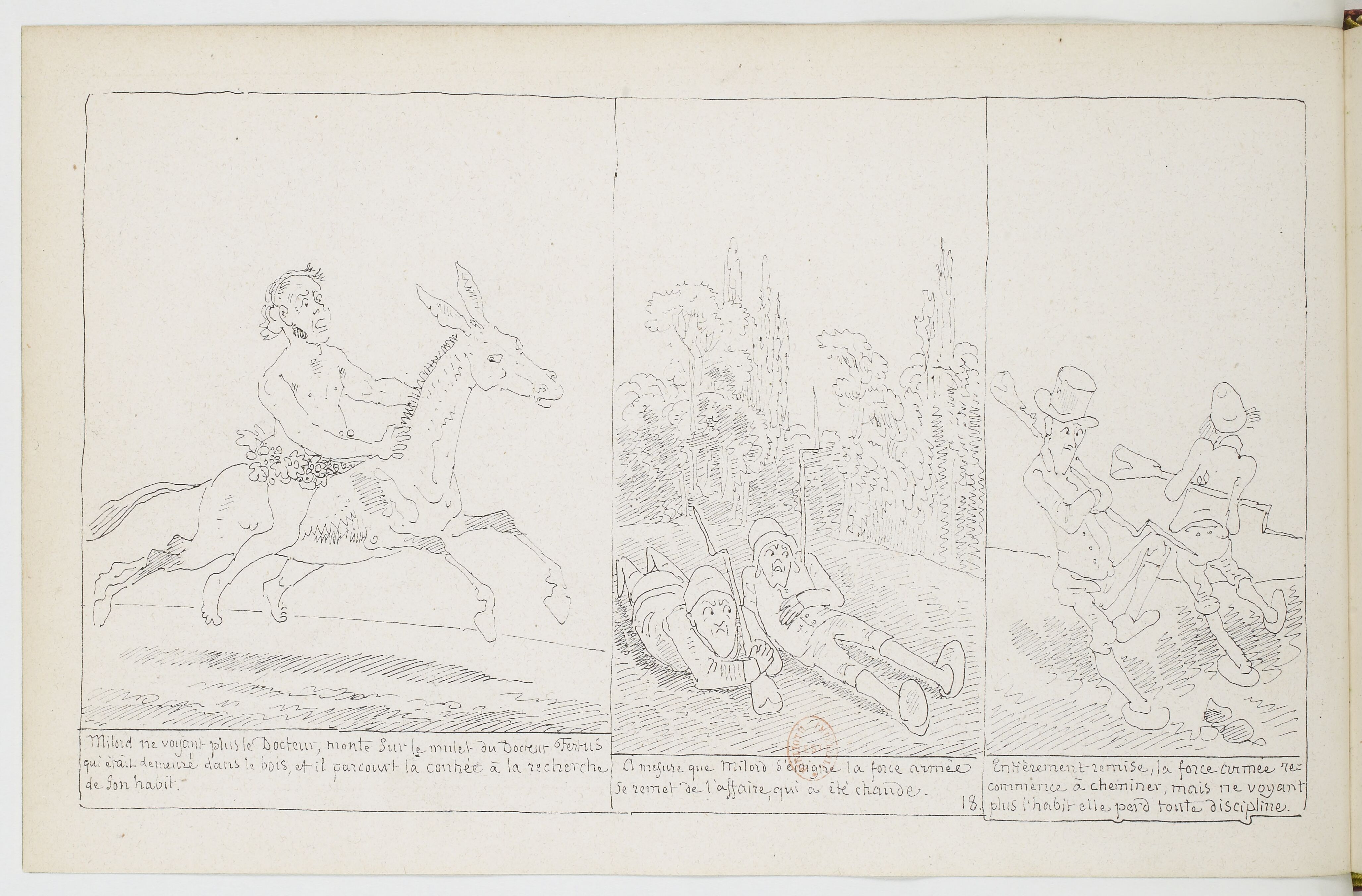 Le Docteur Festus (Rodolphe Töpffer, 1840), page 18. Domaine public. Source gallica.bnf.fr / BnF.