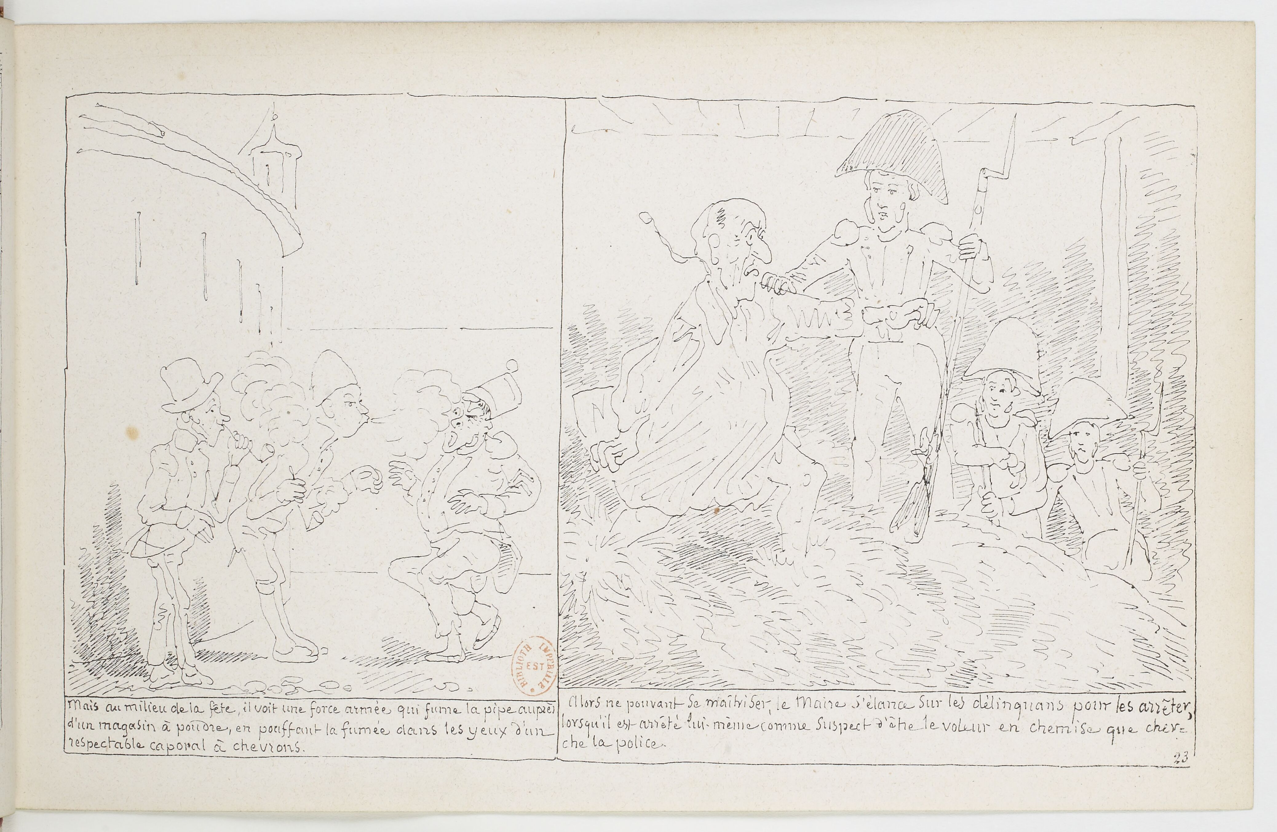 Le Docteur Festus (Rodolphe Töpffer, 1840), page 23. Domaine public. Source gallica.bnf.fr / BnF.