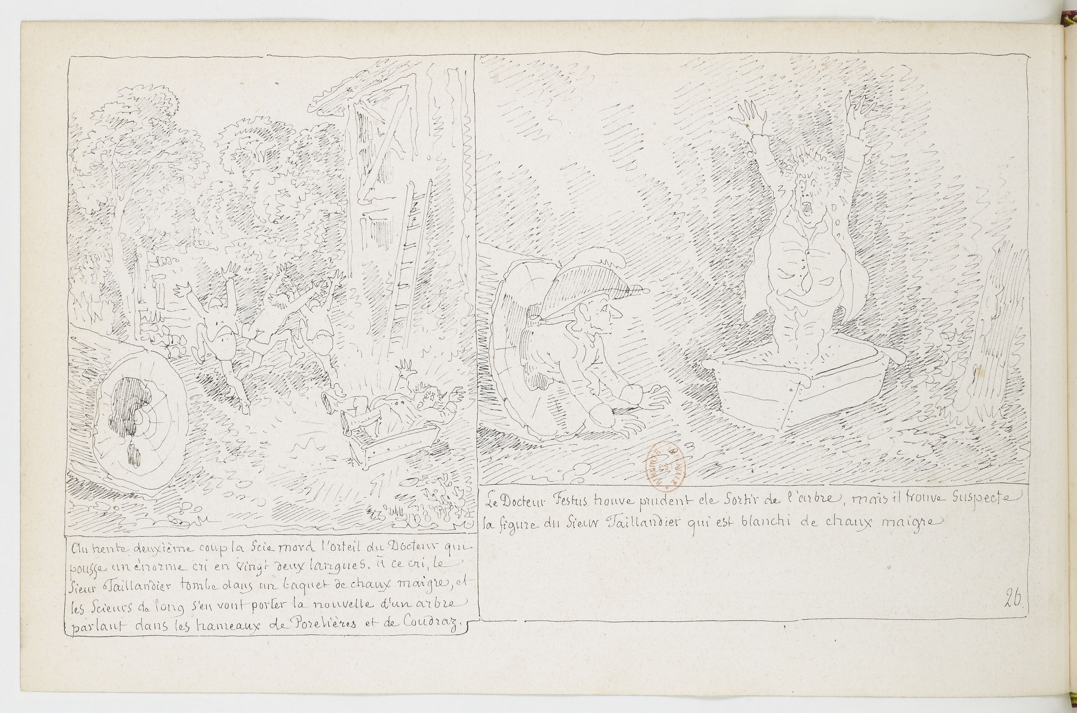 Le Docteur Festus (Rodolphe Töpffer, 1840), page 26. Domaine public. Source gallica.bnf.fr / BnF.
