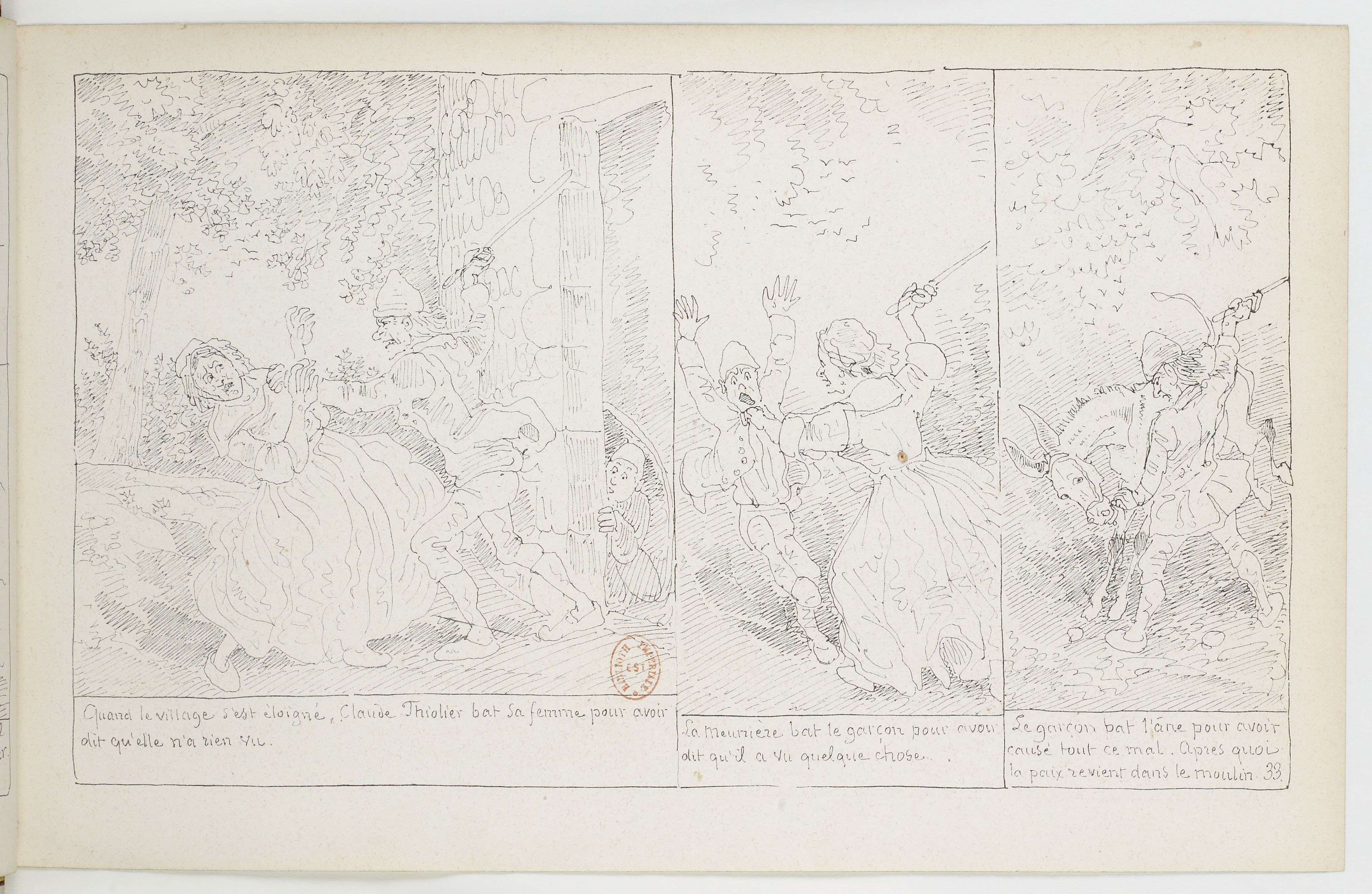 Le Docteur Festus (Rodolphe Töpffer, 1840), page 33. Domaine public. Source gallica.bnf.fr / BnF.